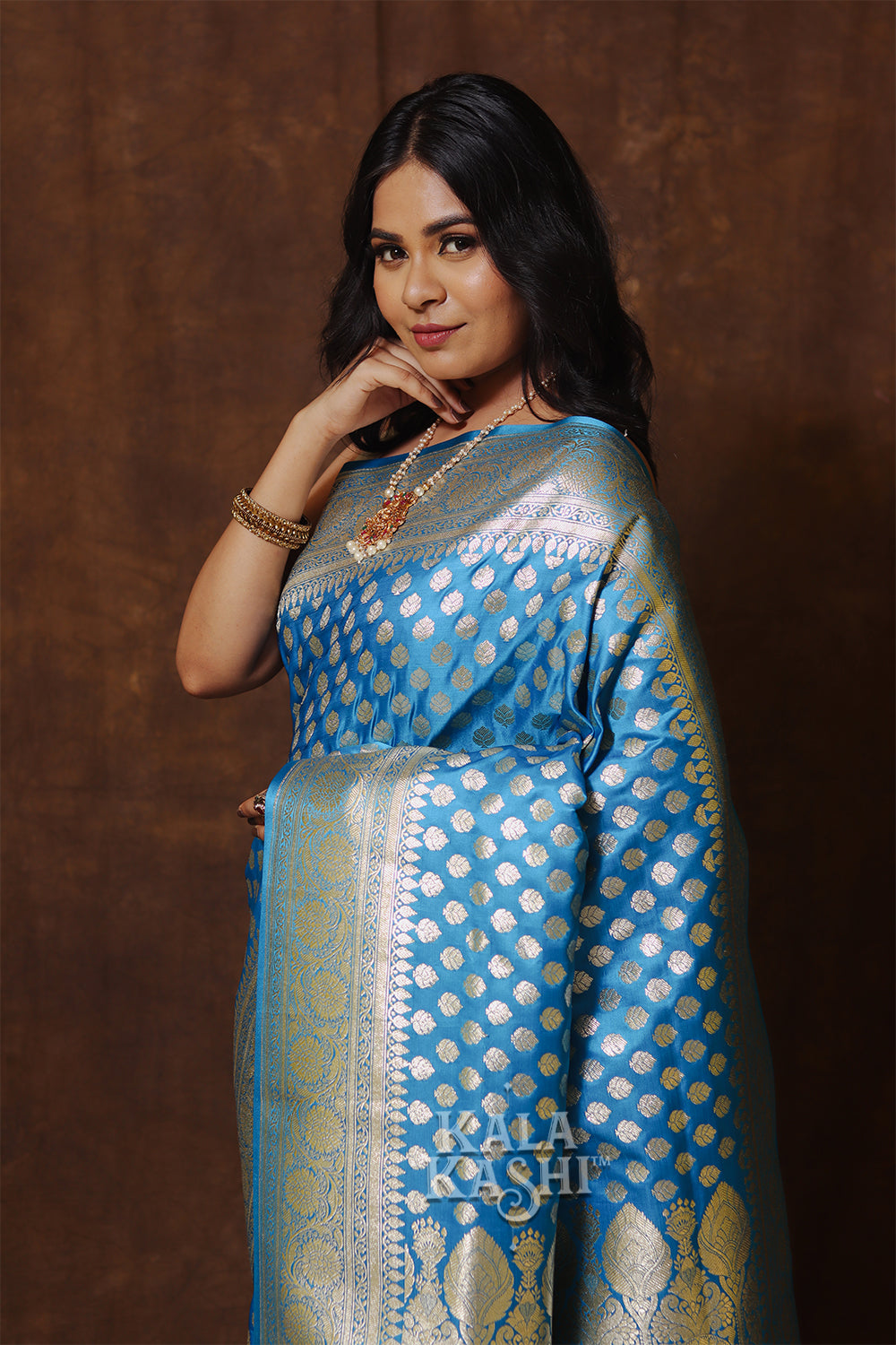 Light Blue Hand Woven Katan Silk Saree