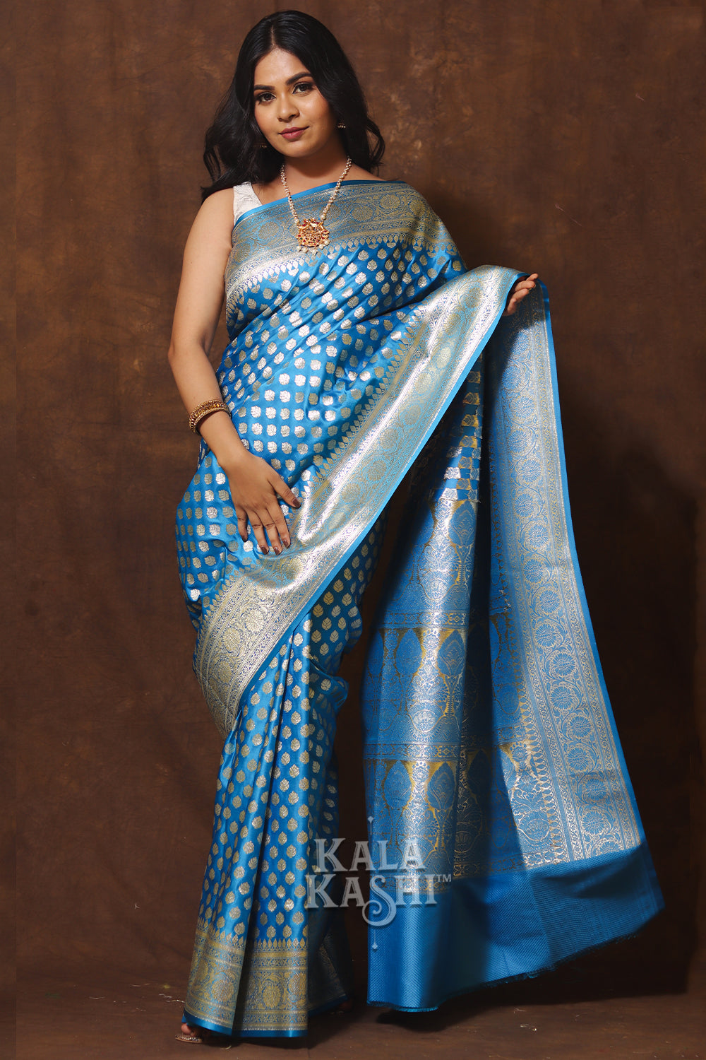 Light Blue Hand Woven Katan Silk Saree