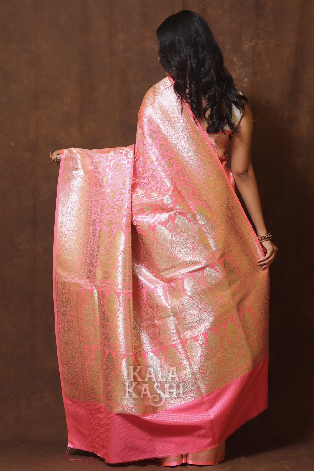 Hot Light Pink Hand Woven Katan Silk Saree
