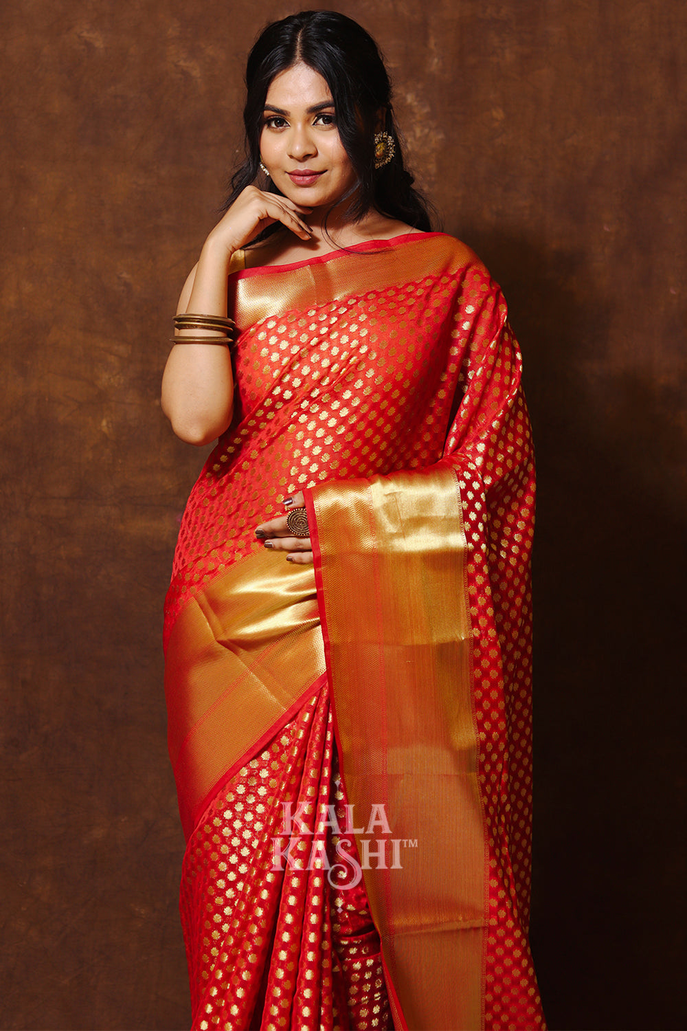 Dark Red Hand Woven Banarasi Cotton Silk Saree