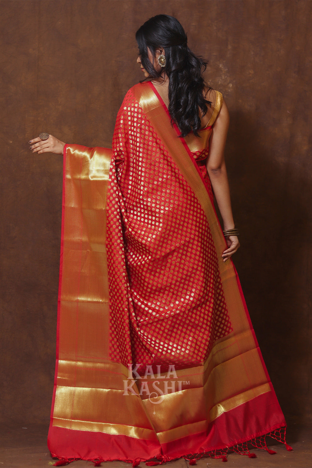 Dark Red Hand Woven Banarasi Cotton Silk Saree