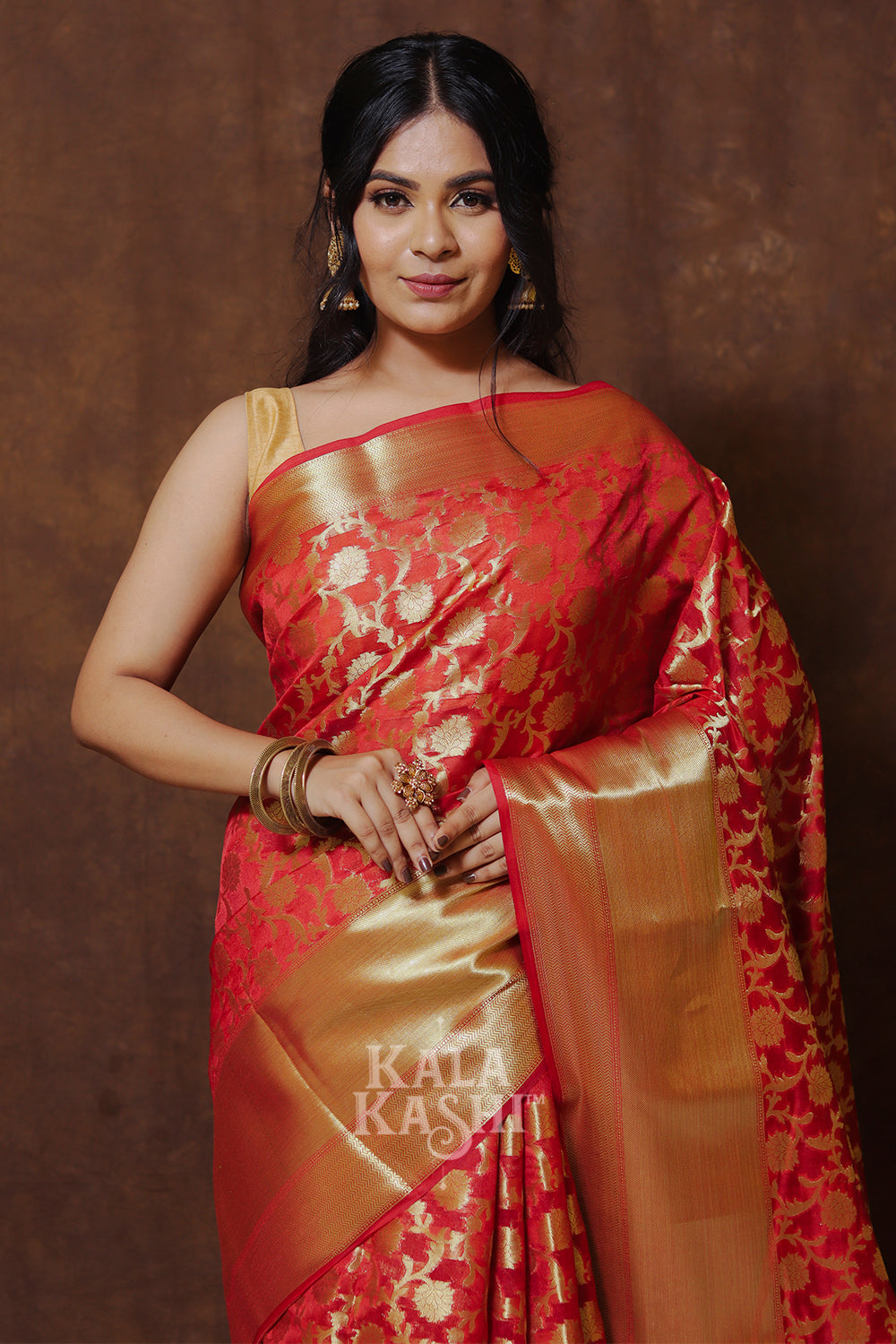 Red Hand Woven Banarasi Cotton Silk Saree