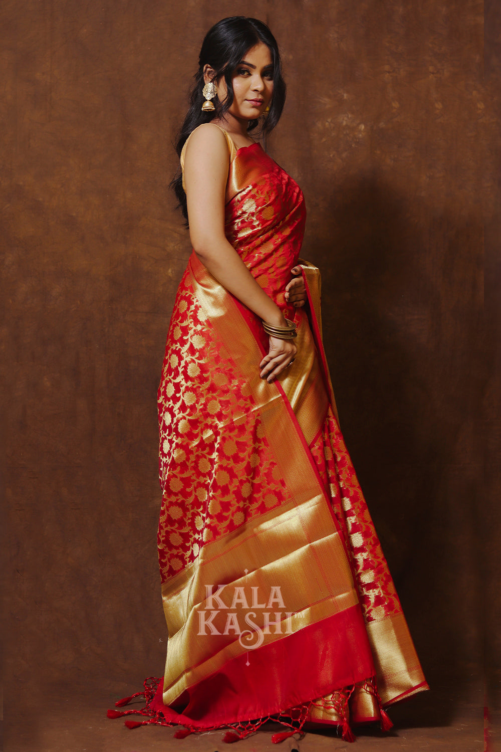 Red Hand Woven Banarasi Cotton Silk Saree