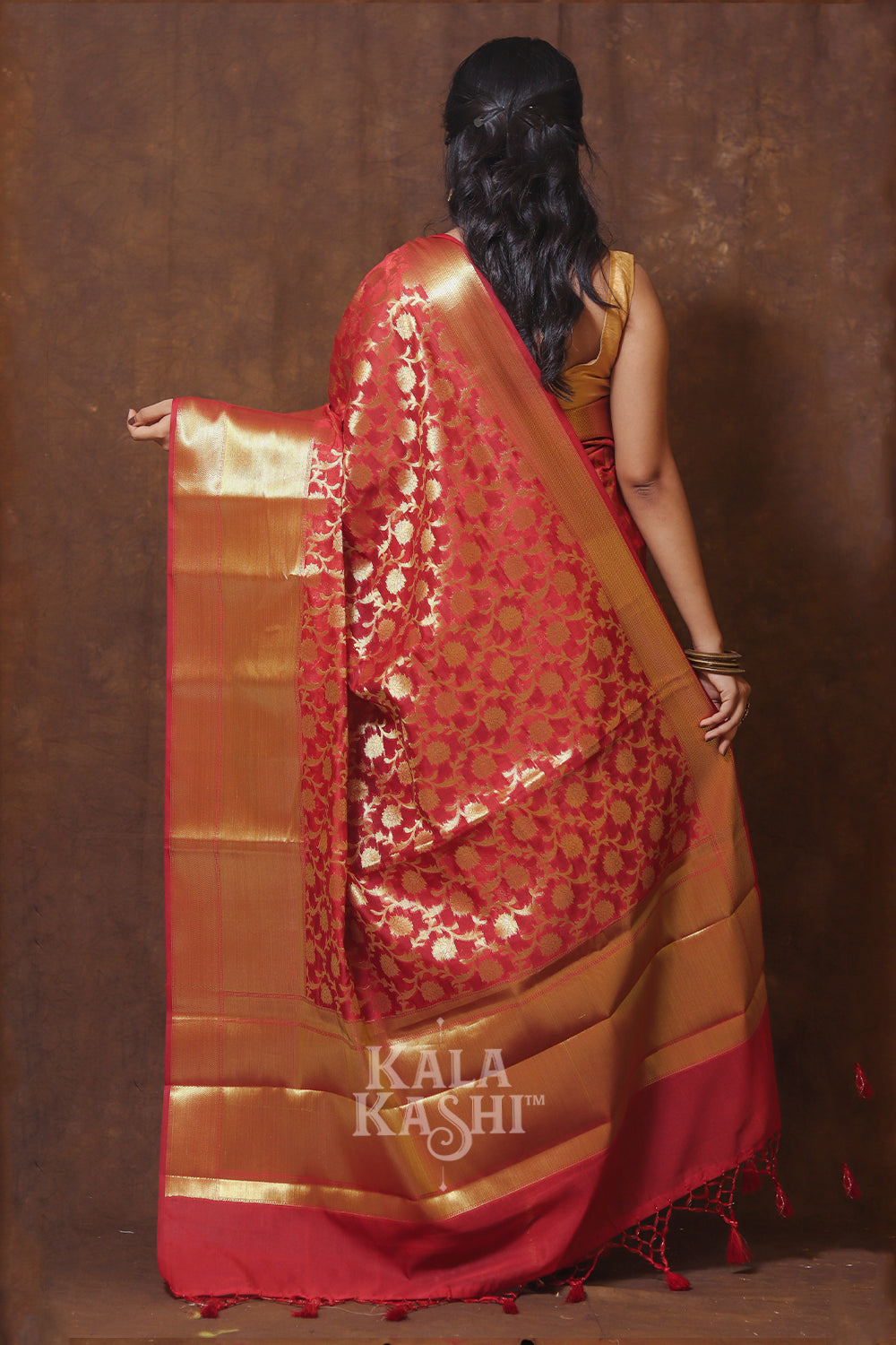 Red Hand Woven Banarasi Cotton Silk Saree