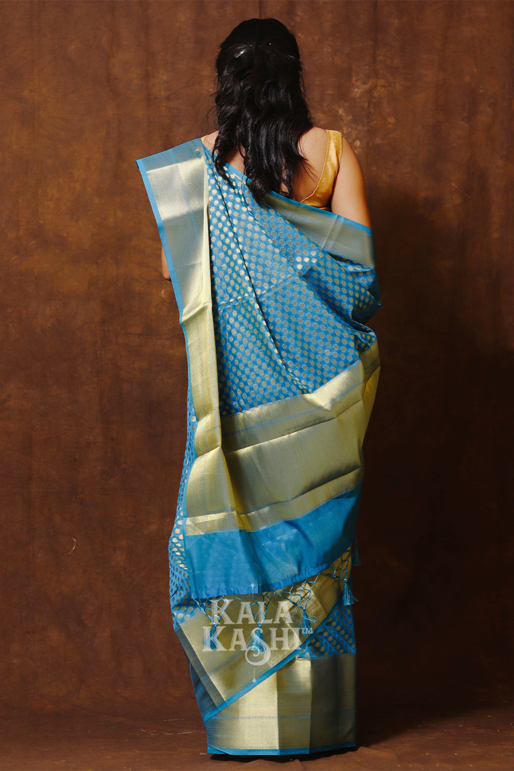 Dark Blue Hand Woven Banarasi Cotton Silk Saree