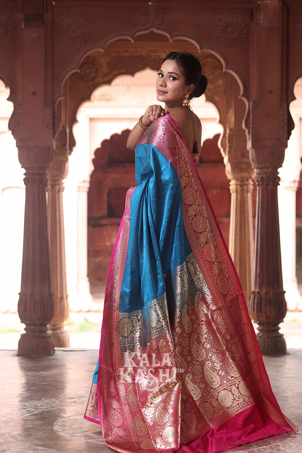 Blue Hand Woven Banarasi Silk Saree