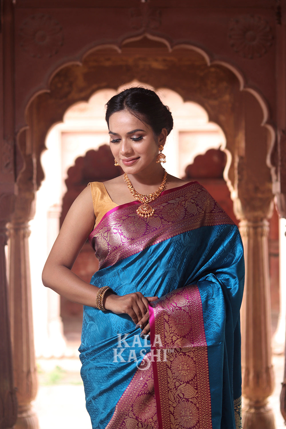 Blue Hand Woven Banarasi Silk Saree