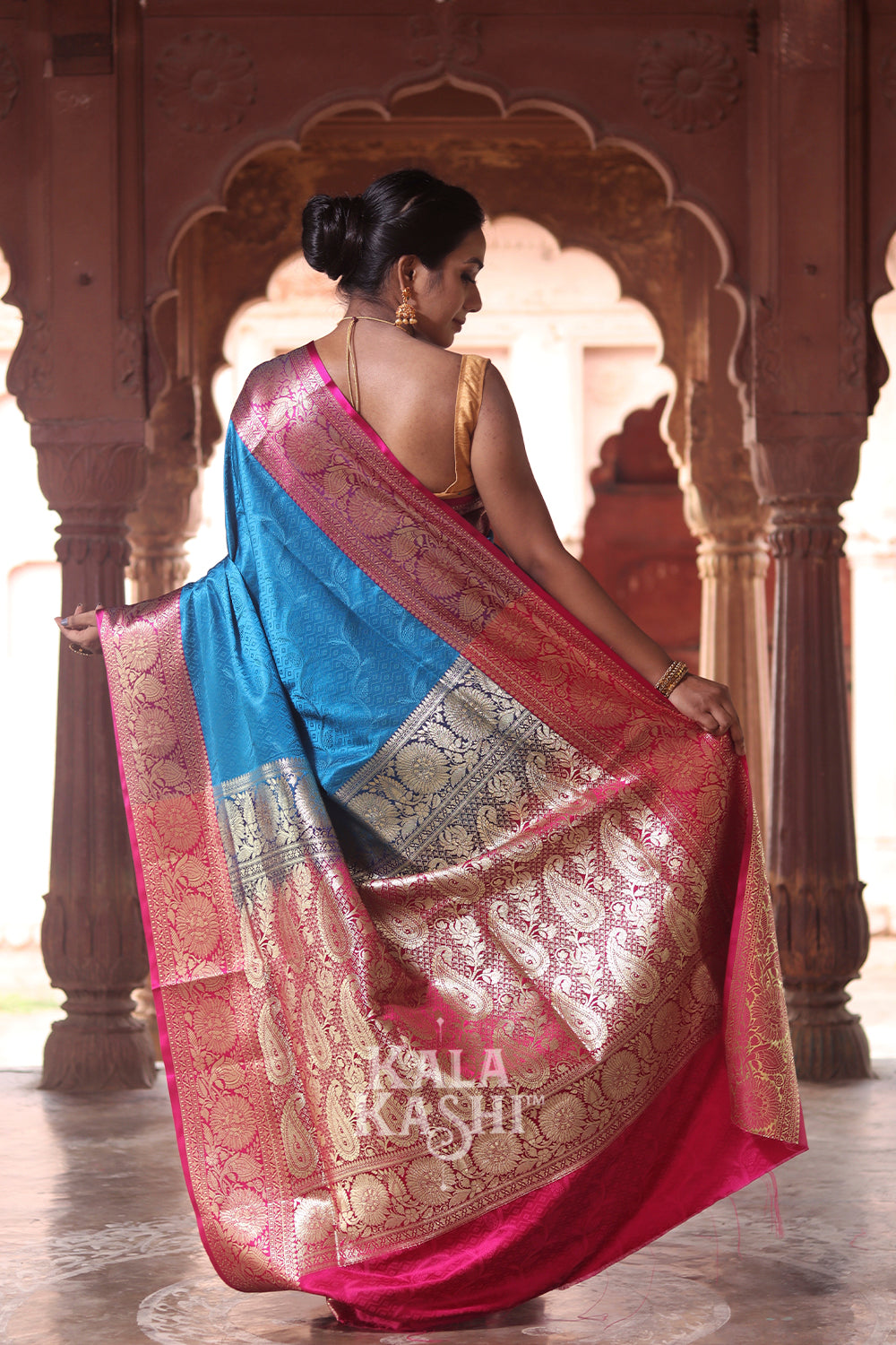 Blue Hand Woven Banarasi Silk Saree