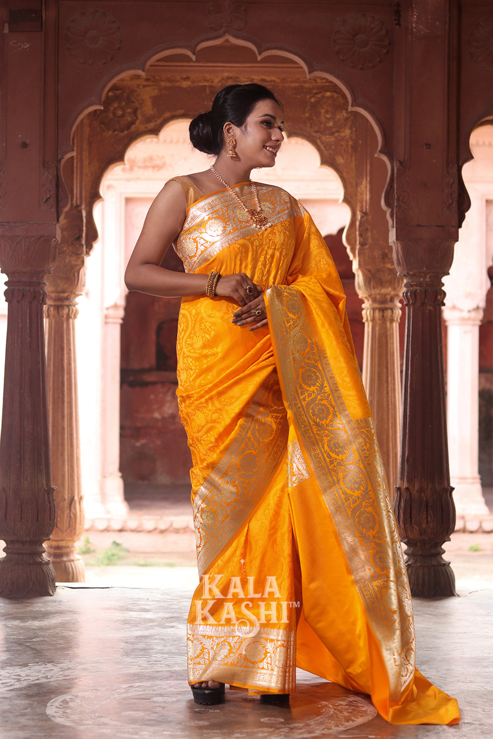 Yellow Hand Woven Katan Silk Saree