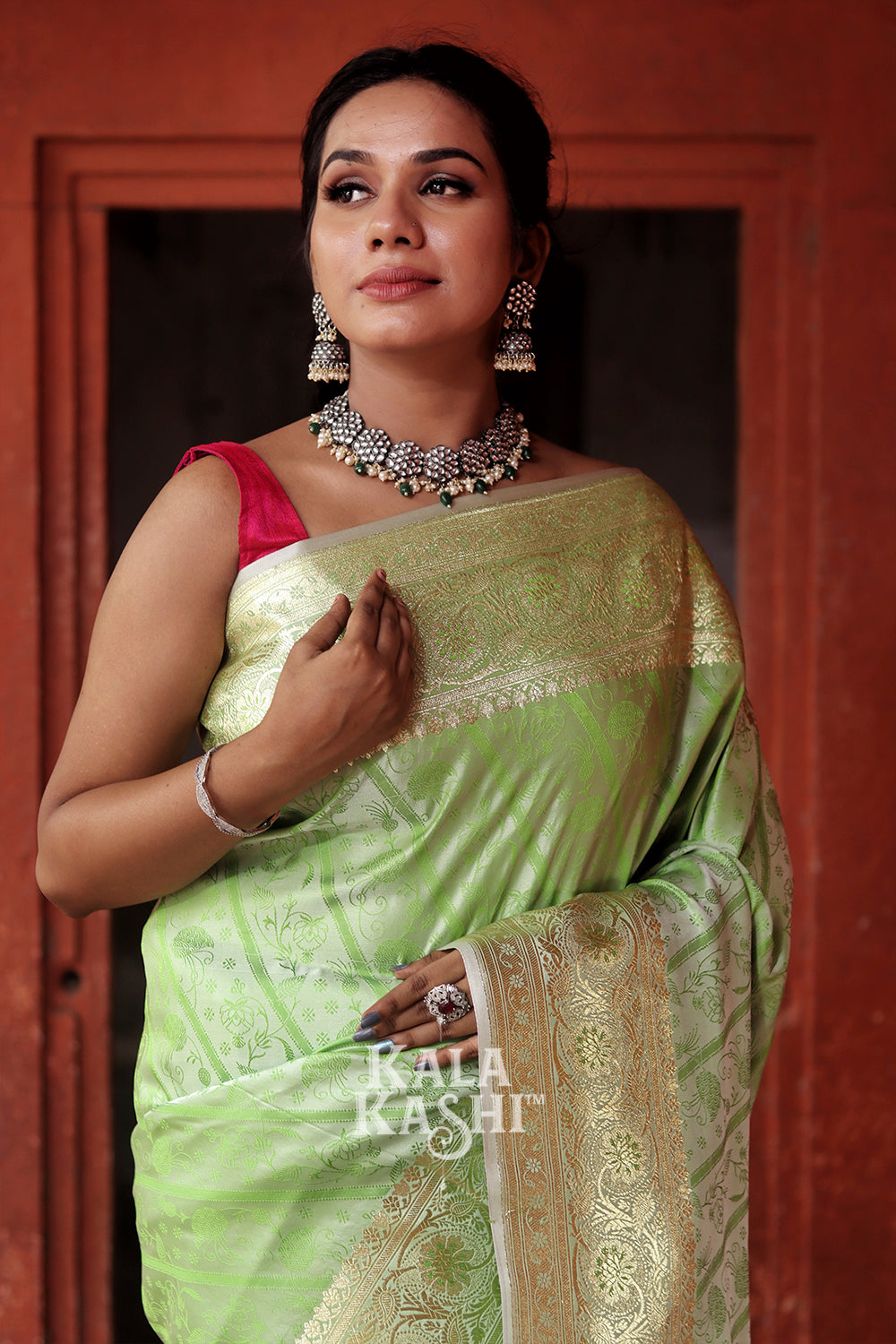 Light Green Hand Woven Katan Silk Saree