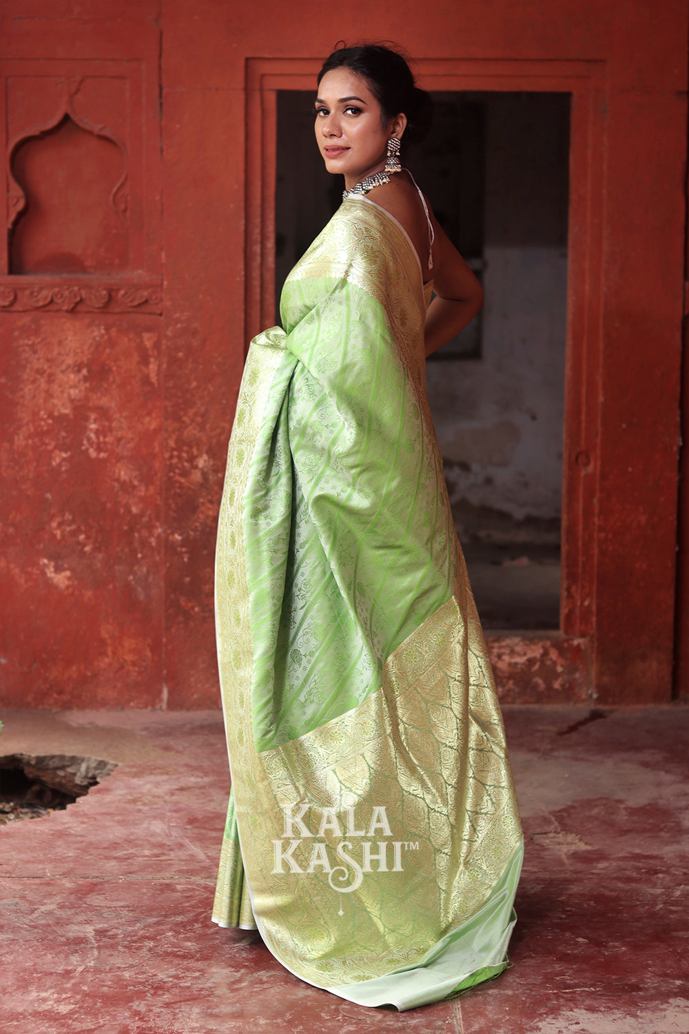 Light Green Hand Woven Katan Silk Saree