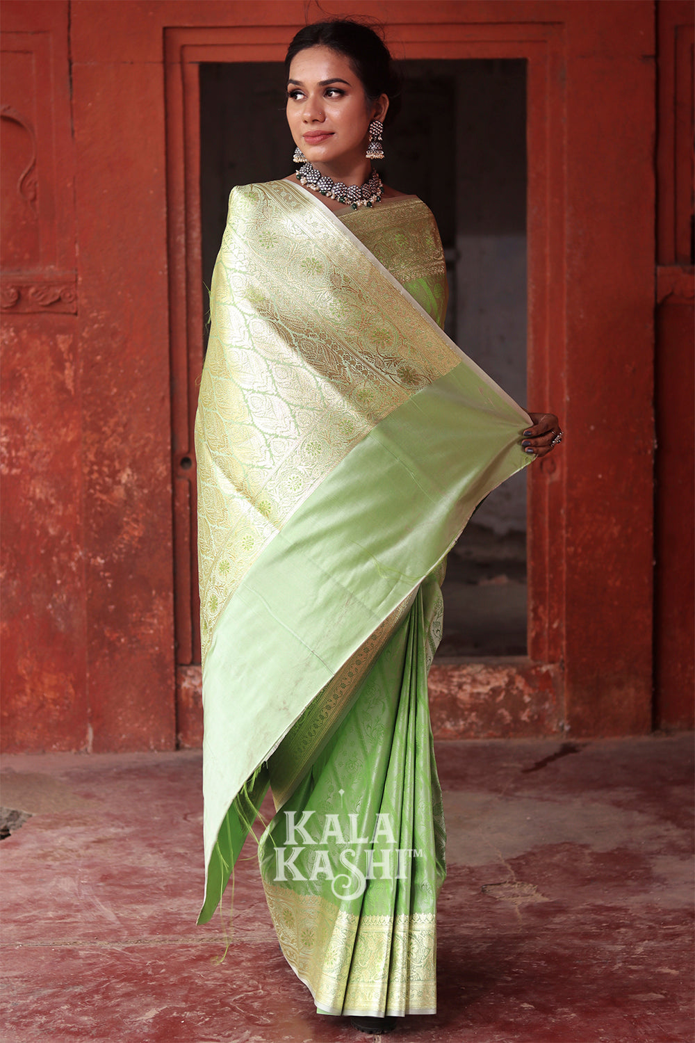 Light Green Hand Woven Katan Silk Saree