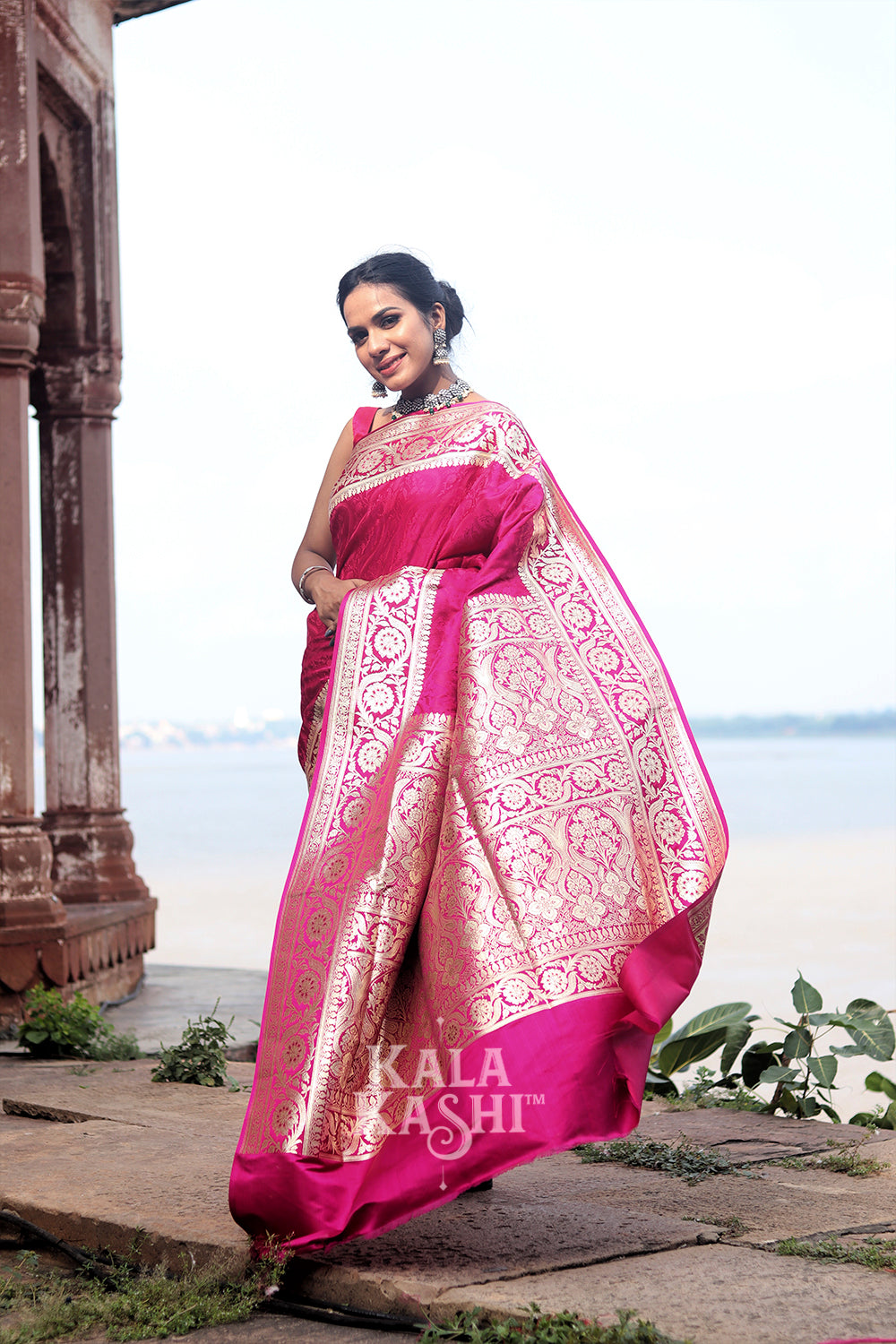 Rose Pink Hand Woven Katan Silk Saree