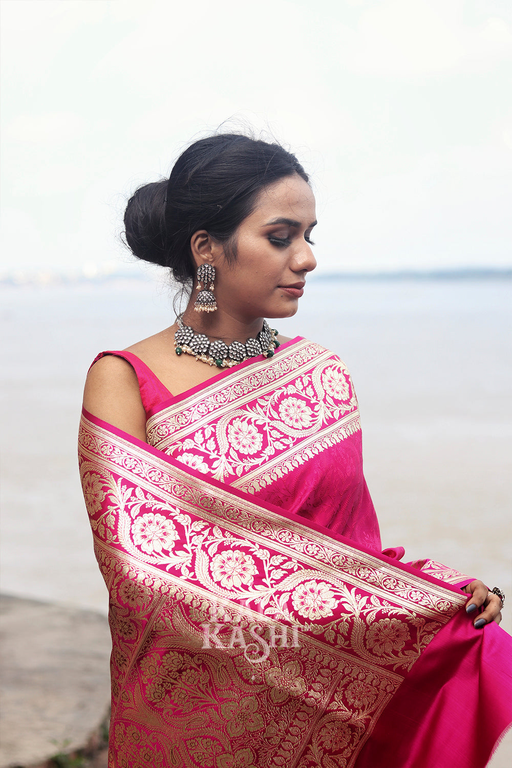 Rose Pink Hand Woven Katan Silk Saree