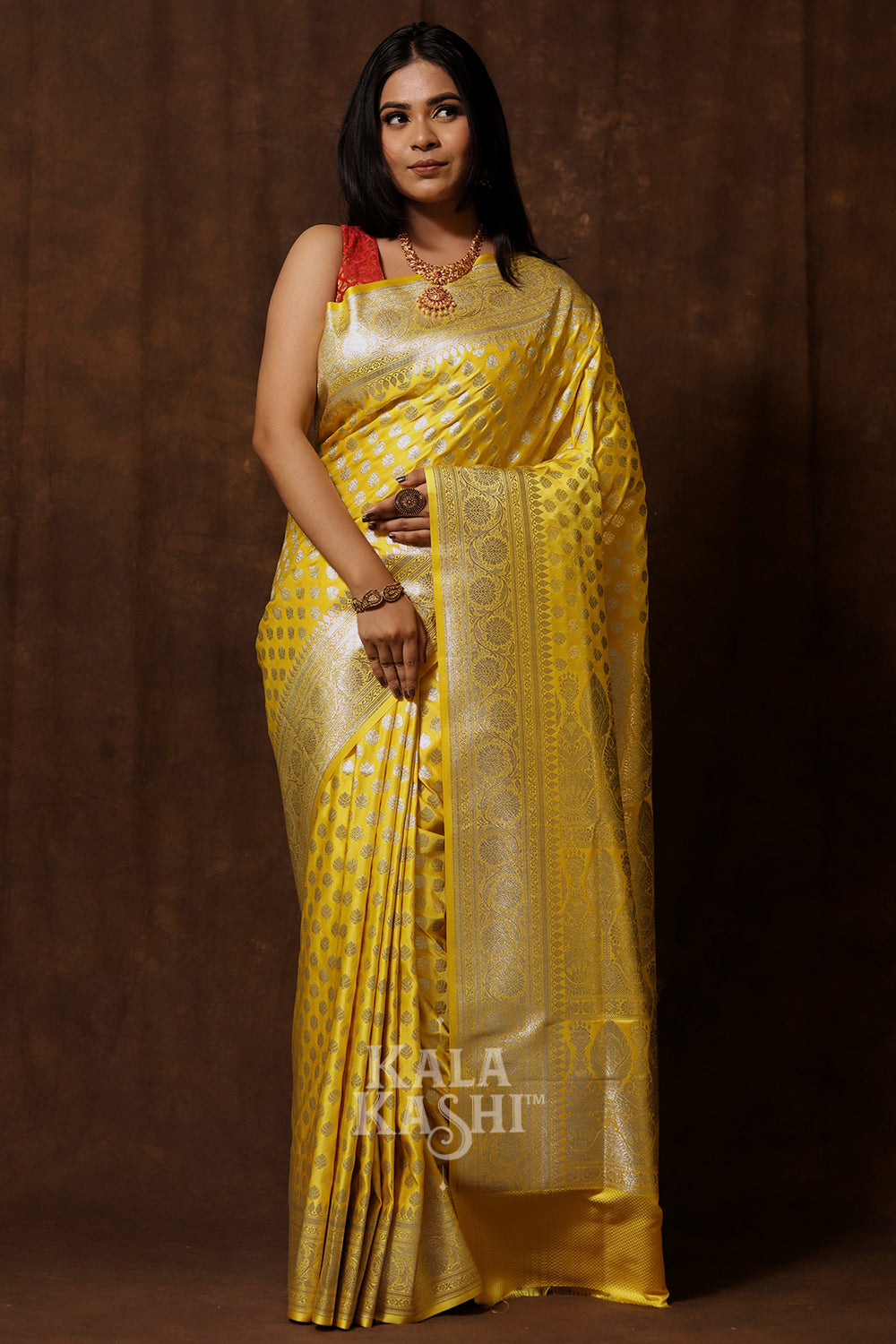 Golden Yellow Hand Woven Katan Silk Saree
