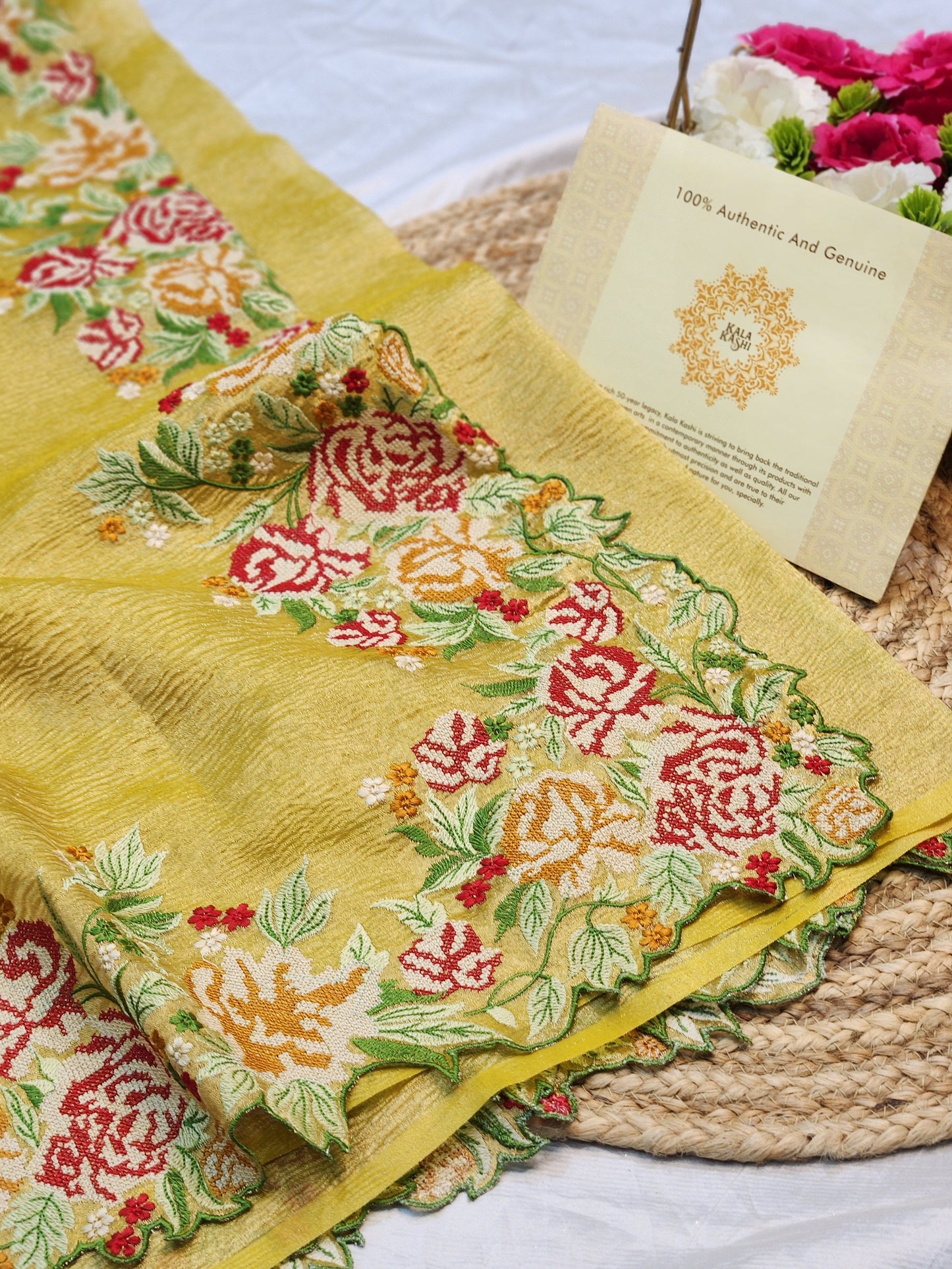 Maharani Collection Crushed Embroidery Tissue silk saree