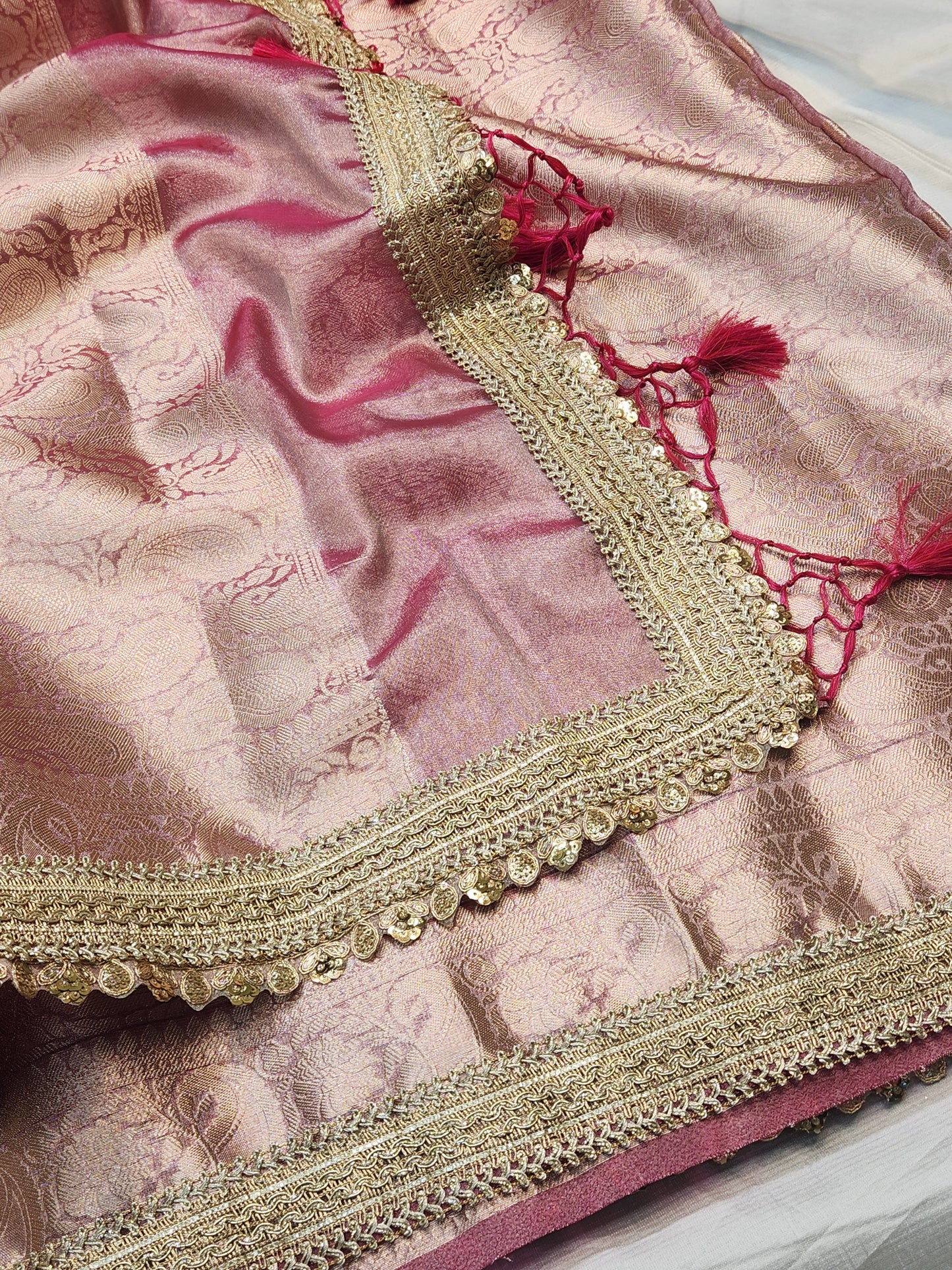 Saheli Collection Pink Tissue silk saree