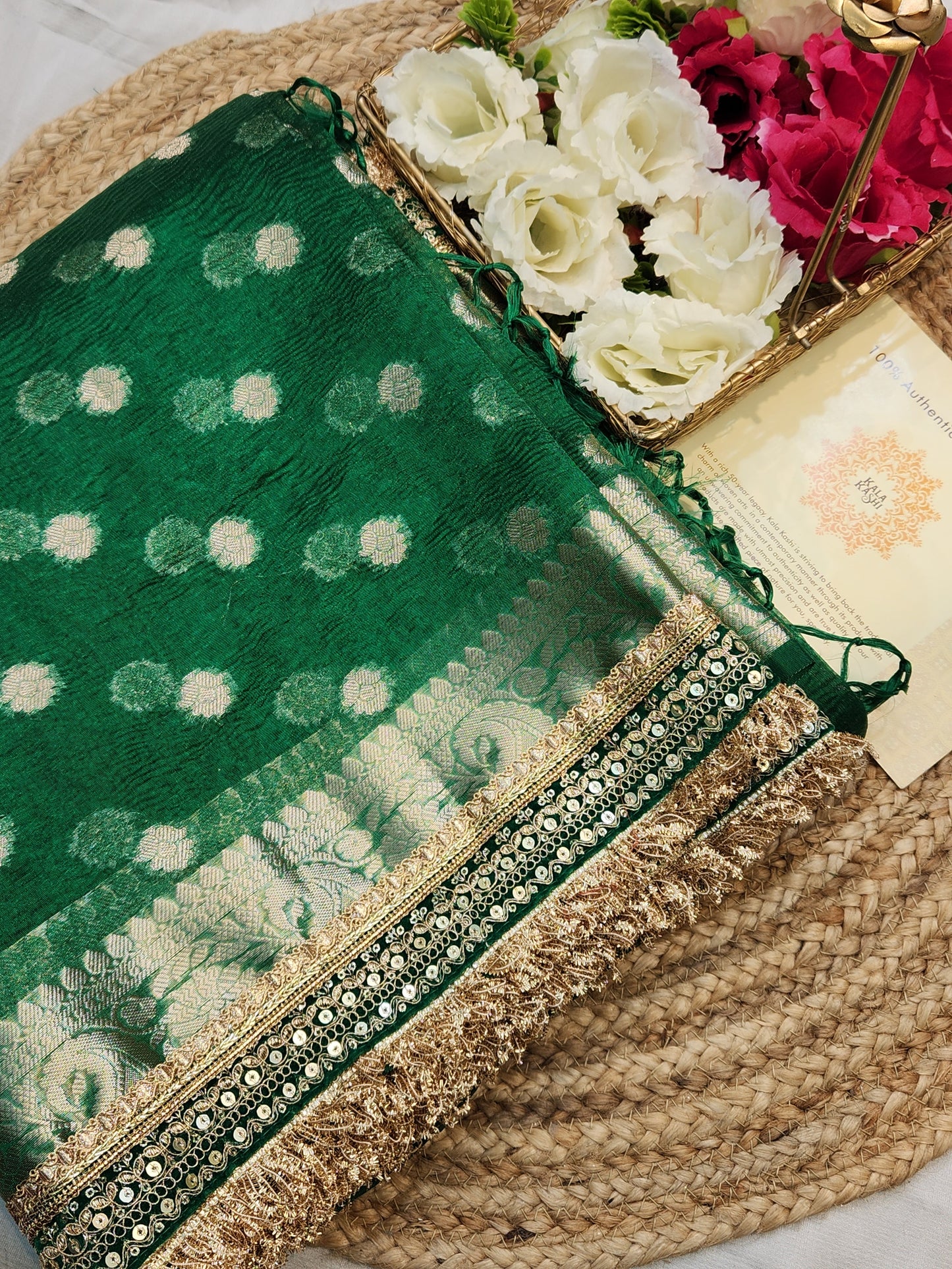 Maharani Collection Tissue silk green saree