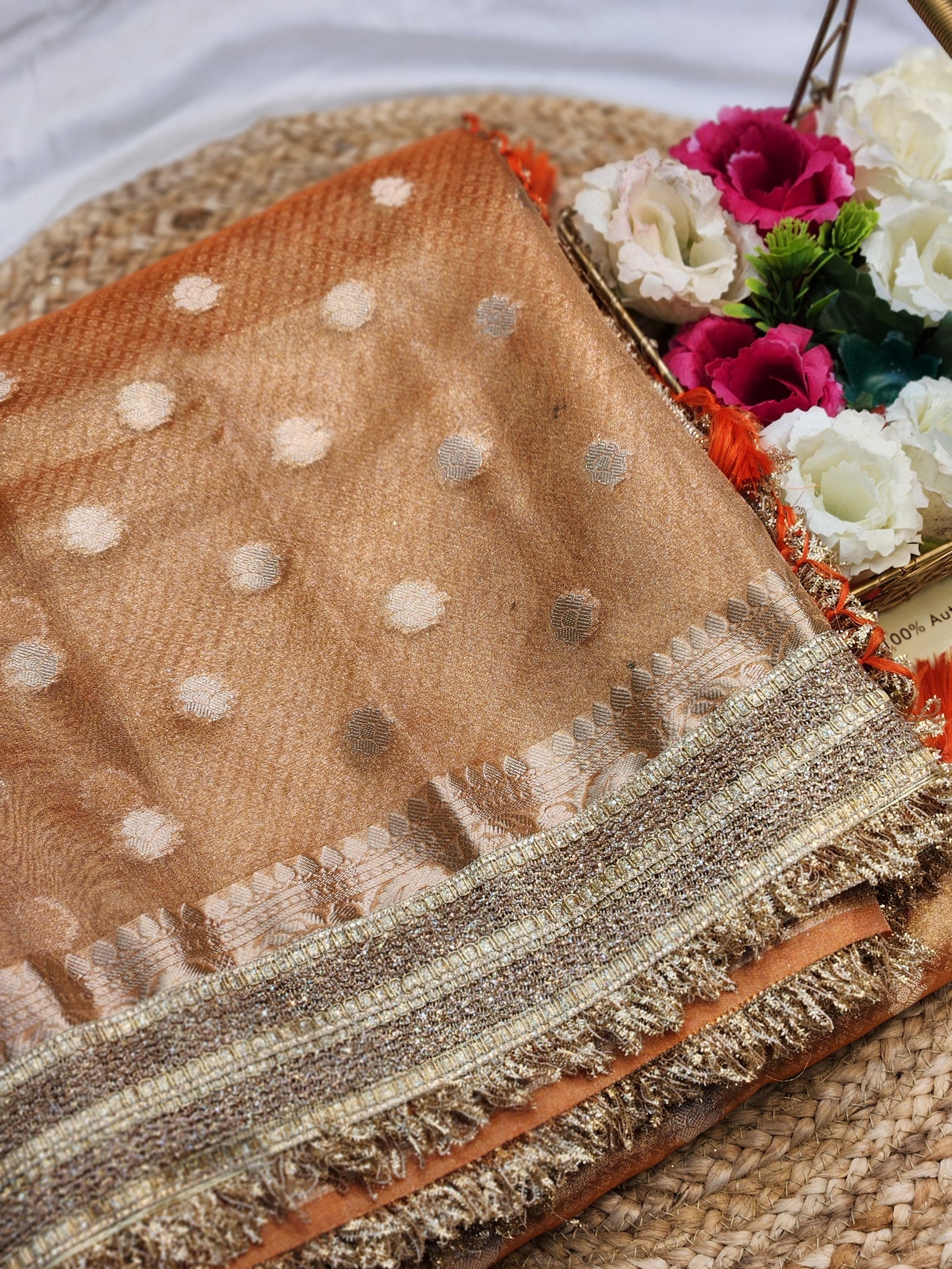 Saheli 2.0 Collection Orange Glass Tissue silk saree