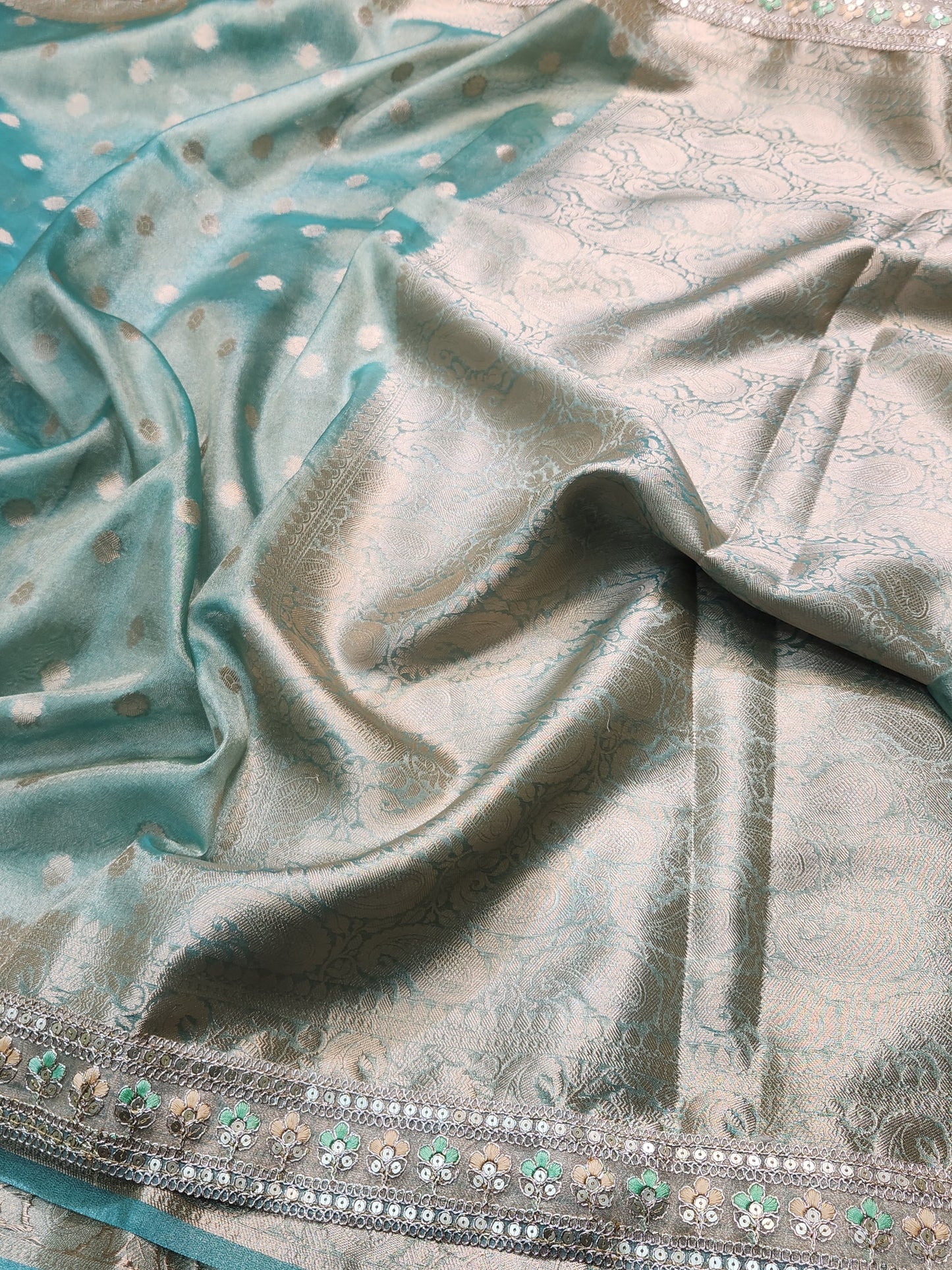 Saheli 2.0 Collection SeagreenGlass Tissue silk saree