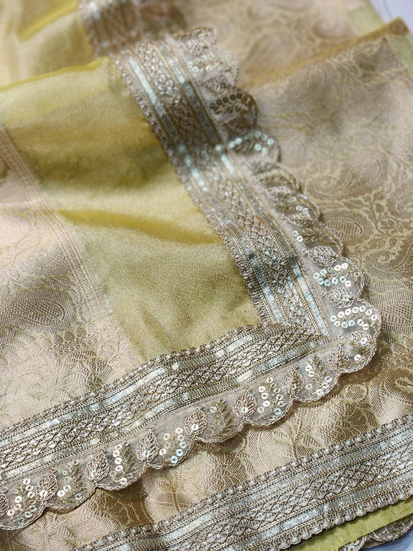 Saheli 2.0 Collection Lemon Glass Tissue silk saree