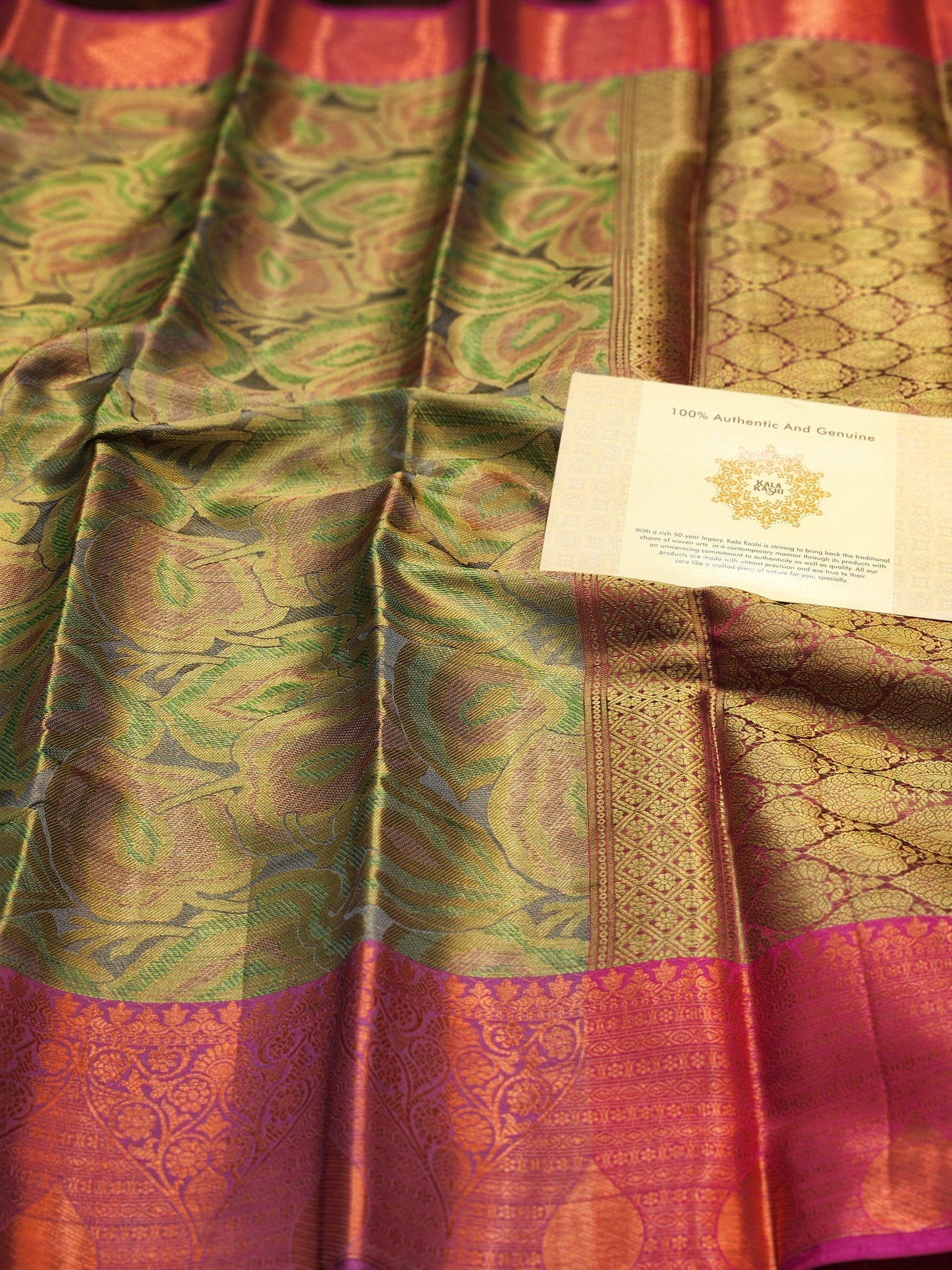 Olive Green Hand Woven Kanjivaram Silk Saree