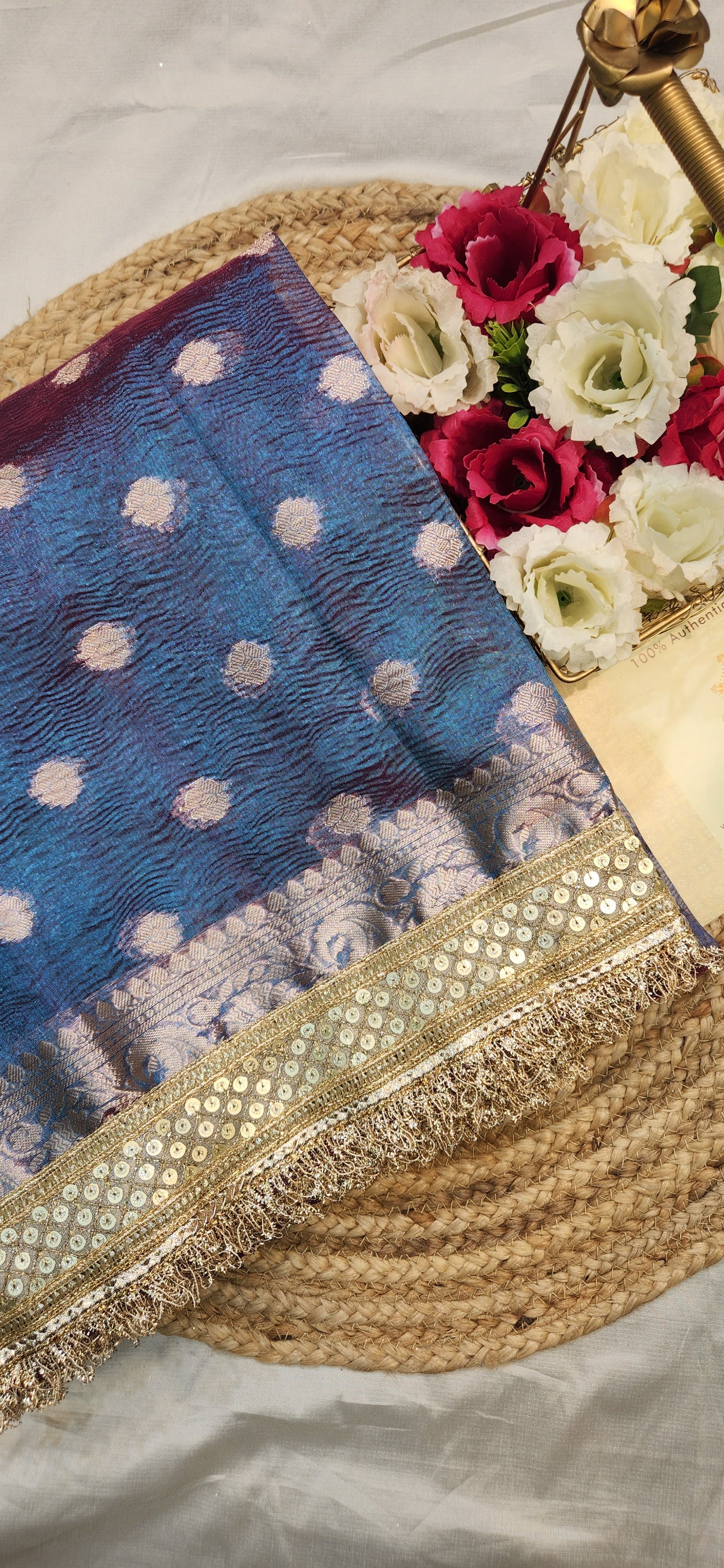 Maharani Collection Dhoop Chao Crushed Tissue silk saree