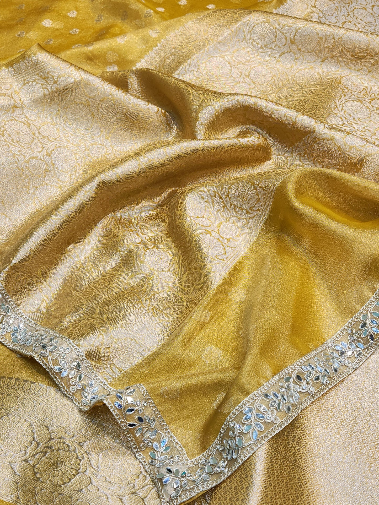 Saheli Collection Yellow Tissue silk saree