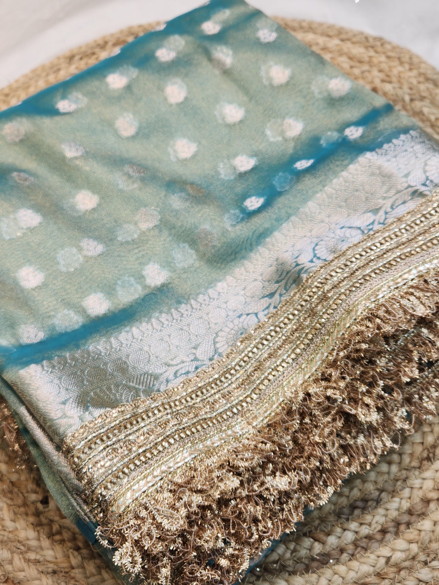 Saheli Collection Blue Tissue silk saree