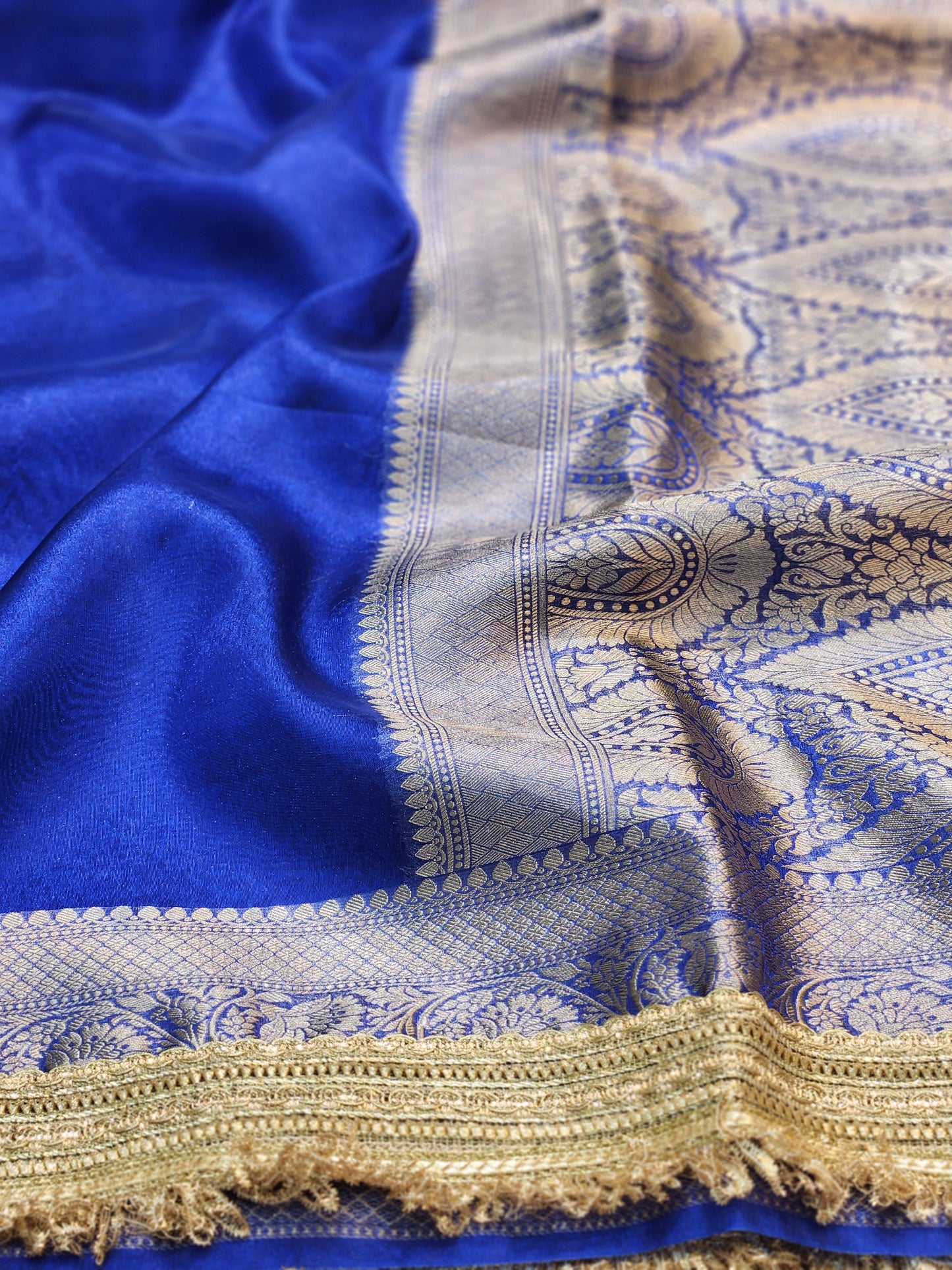Maharani Collection Royal Blue Tissue silk saree