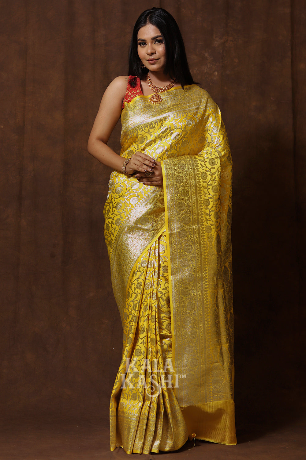 Naples Yellow Hand Woven Katan Silk Saree