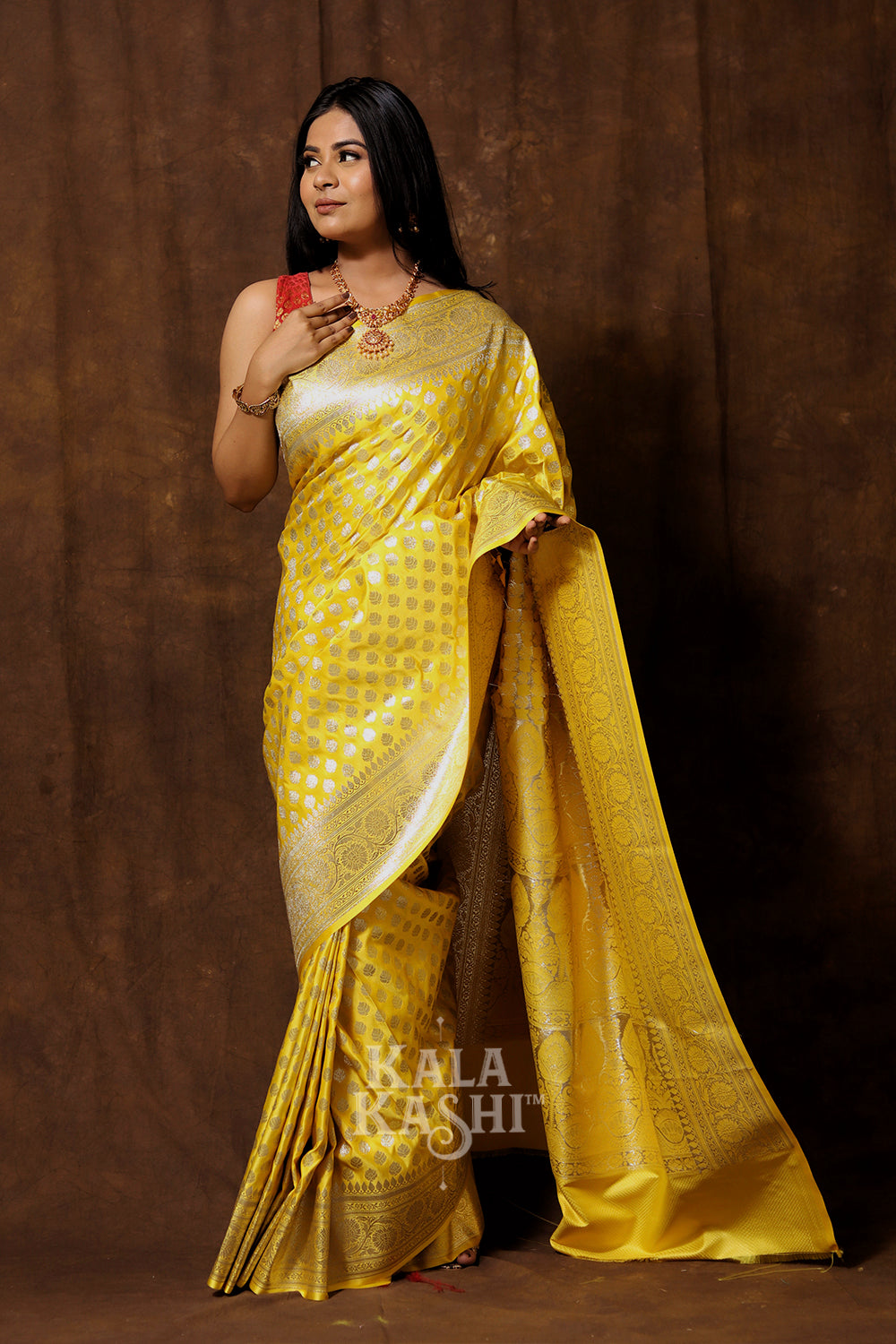 Golden Yellow Hand Woven Katan Silk Saree