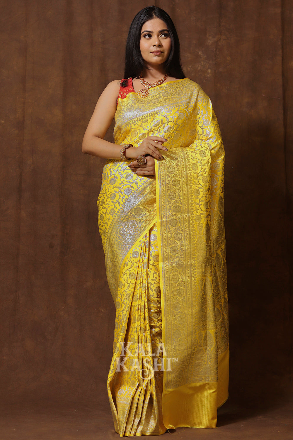 Naples Yellow Hand Woven Katan Silk Saree