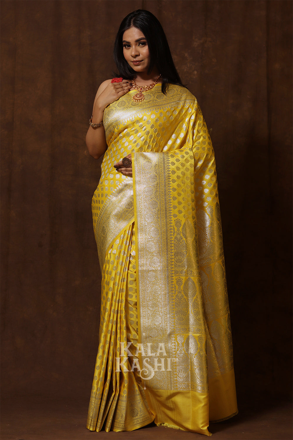 Golden Yellow Hand Woven Katan Silk Saree