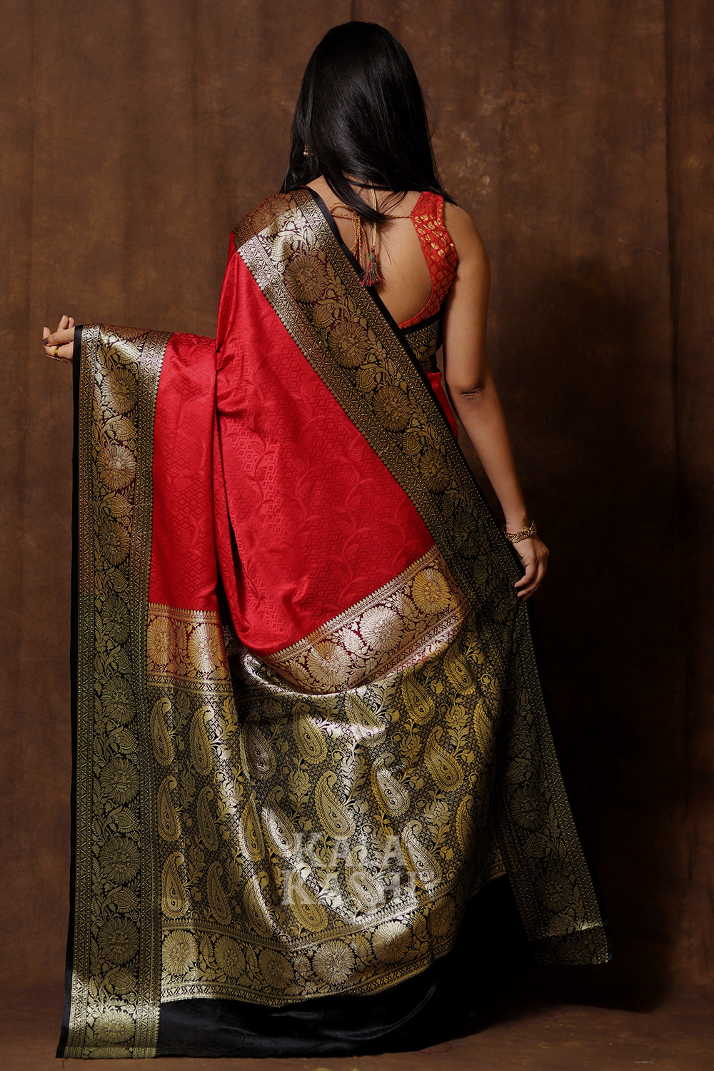 Chilly Red Hand Woven Banarasi Silk Saree