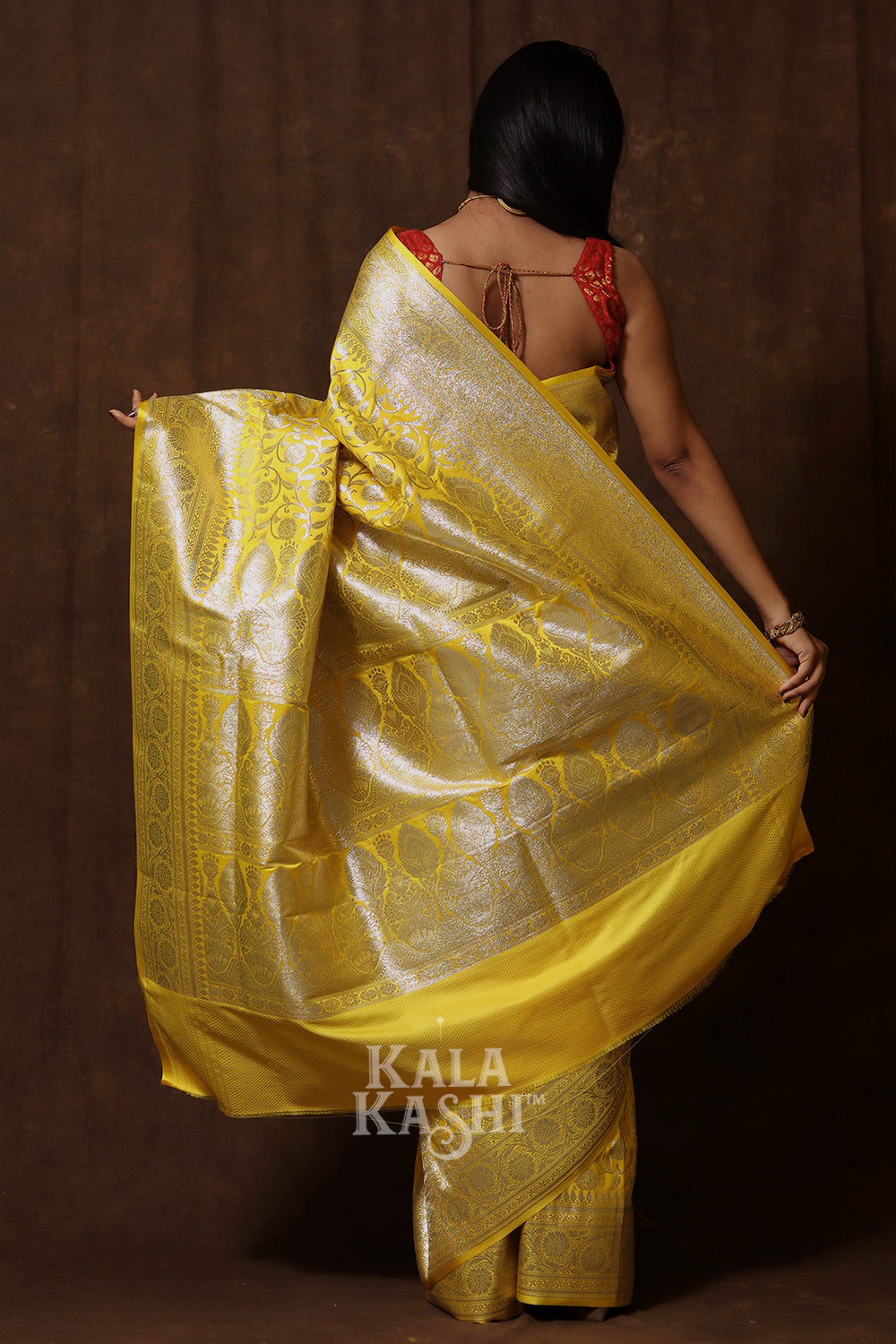 Naples Yellow Hand Woven Katan Silk Saree