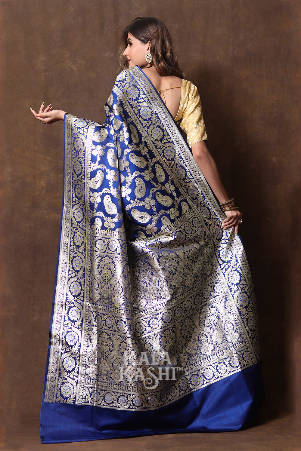 Navy Blue Hand Woven Katan Silk Saree
