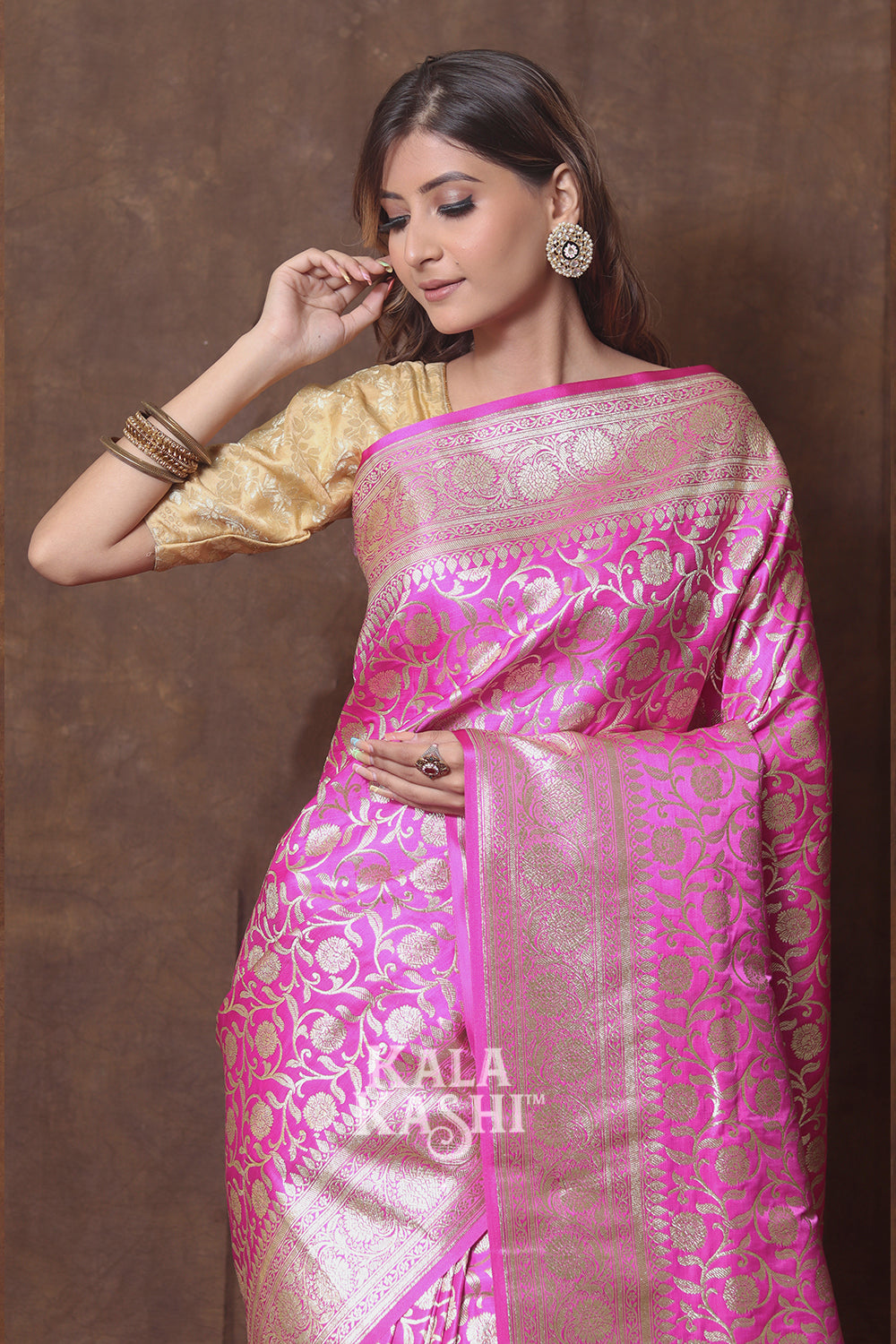 Ultra Pink Hand Woven Katan Silk Saree