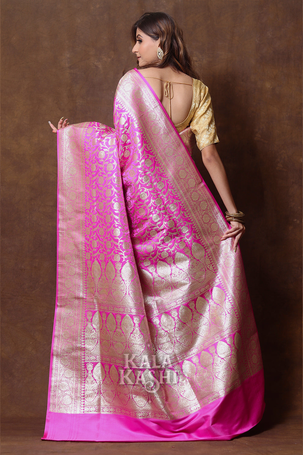 Ultra Pink Hand Woven Katan Silk Saree