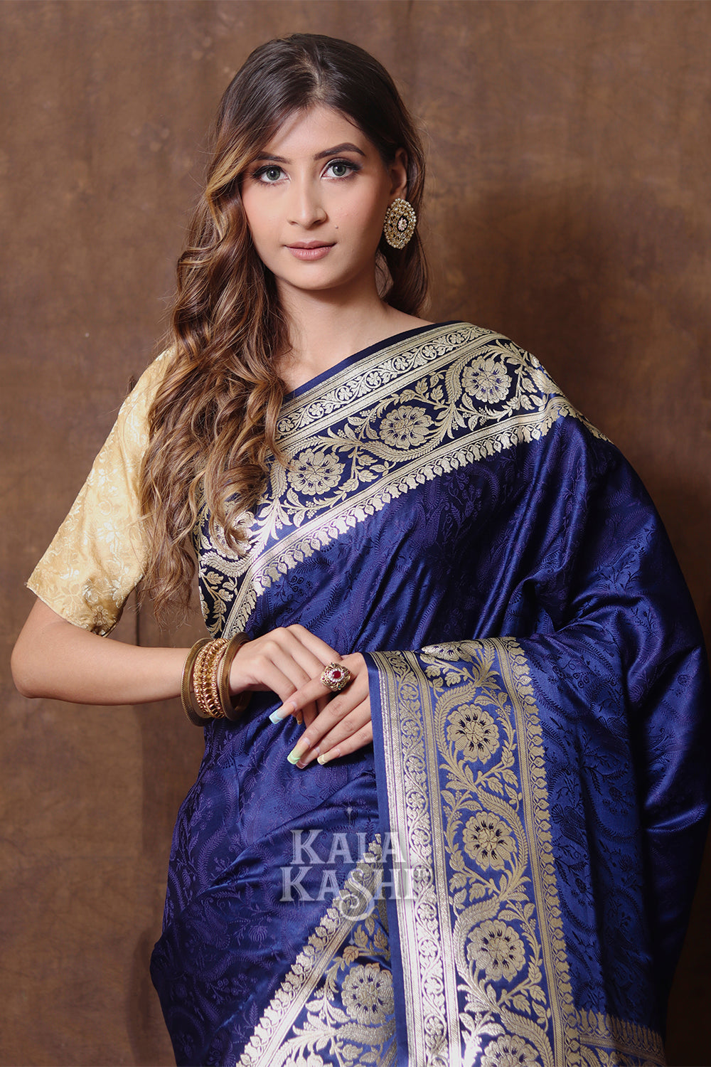Royal Blue Hand Woven Katan Silk Saree