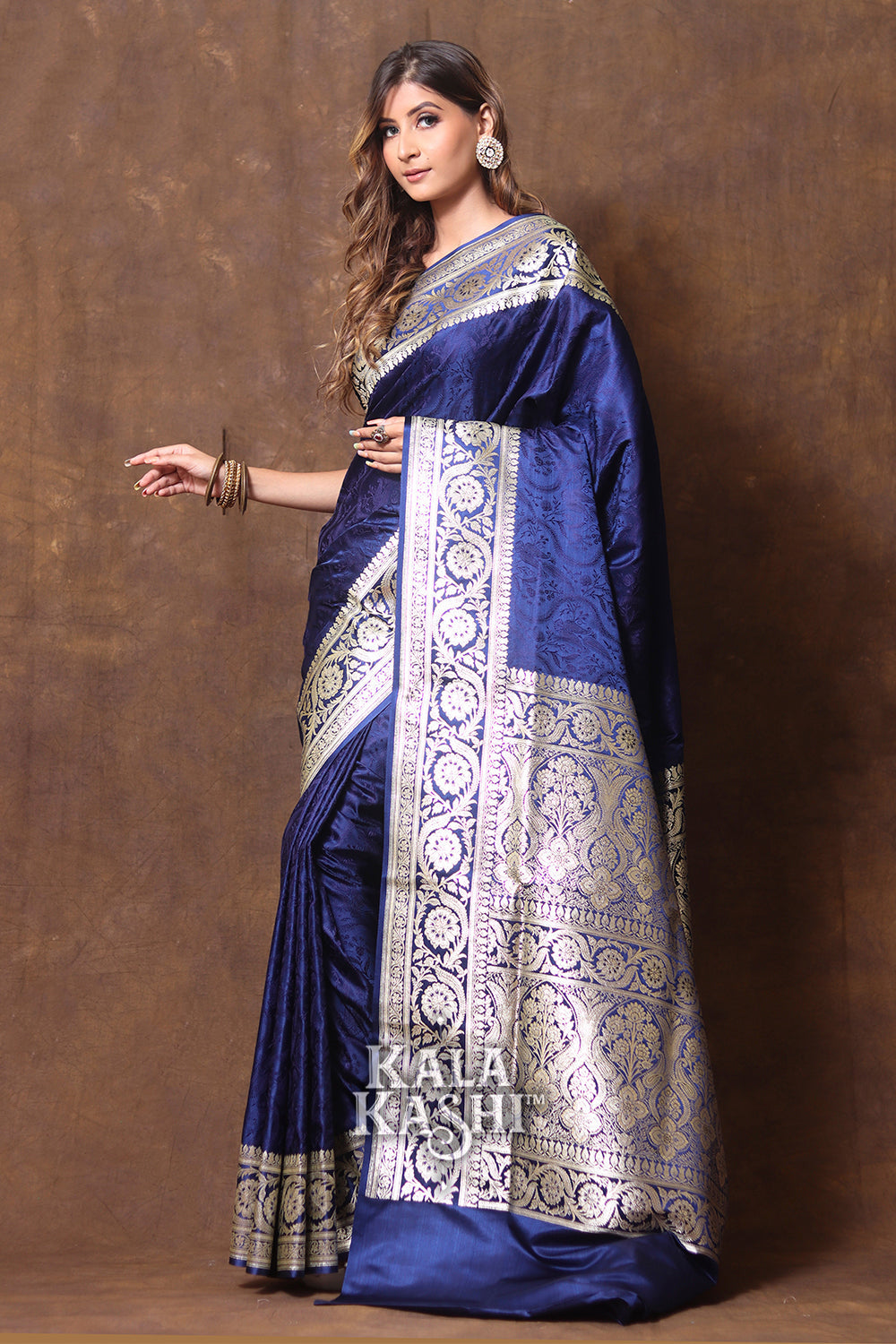Royal Blue Hand Woven Katan Silk Saree
