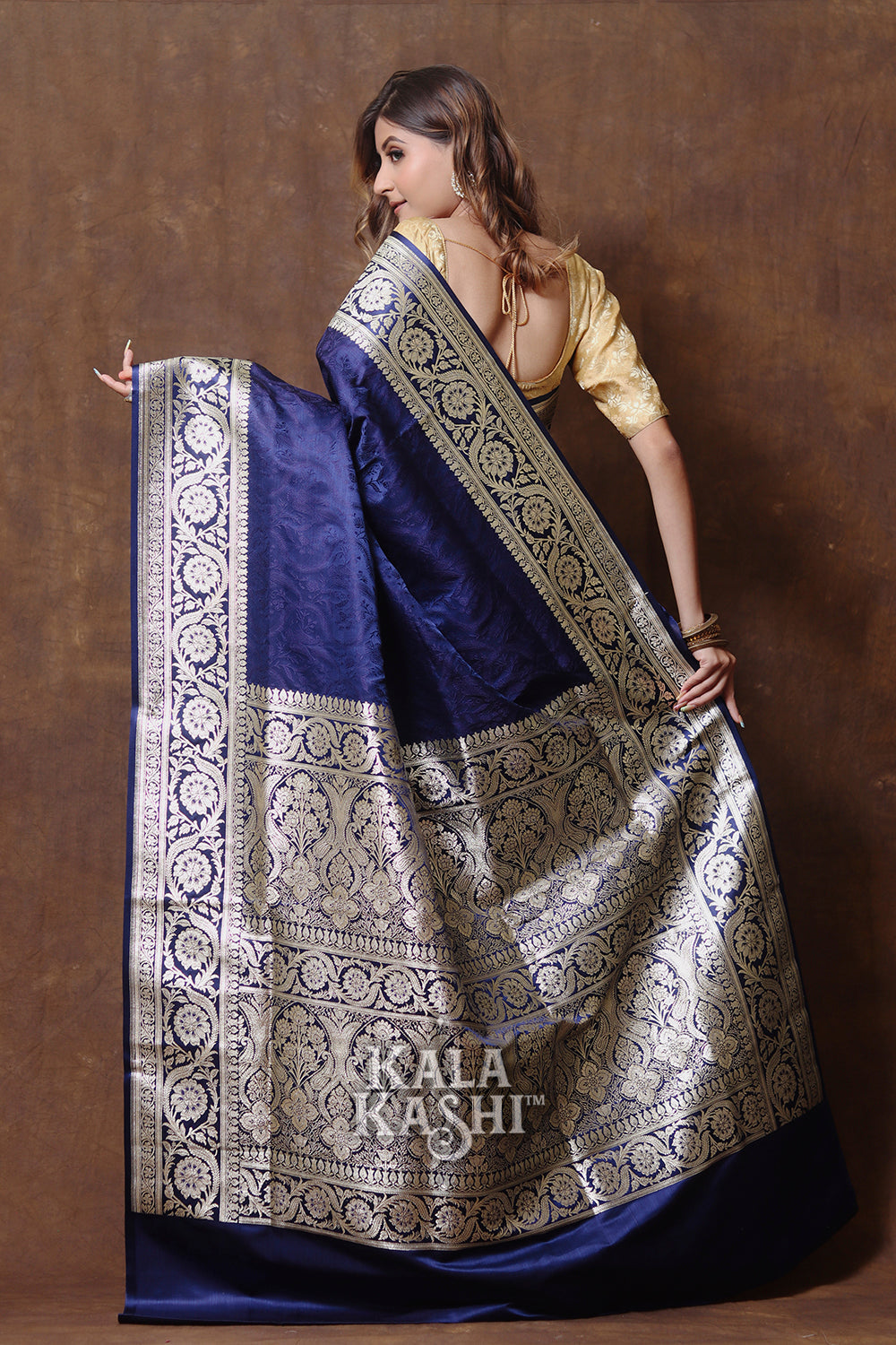 Royal Blue Hand Woven Katan Silk Saree