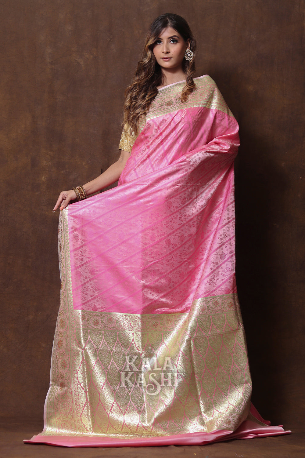 Light Pink Hand Woven Katan Silk Saree