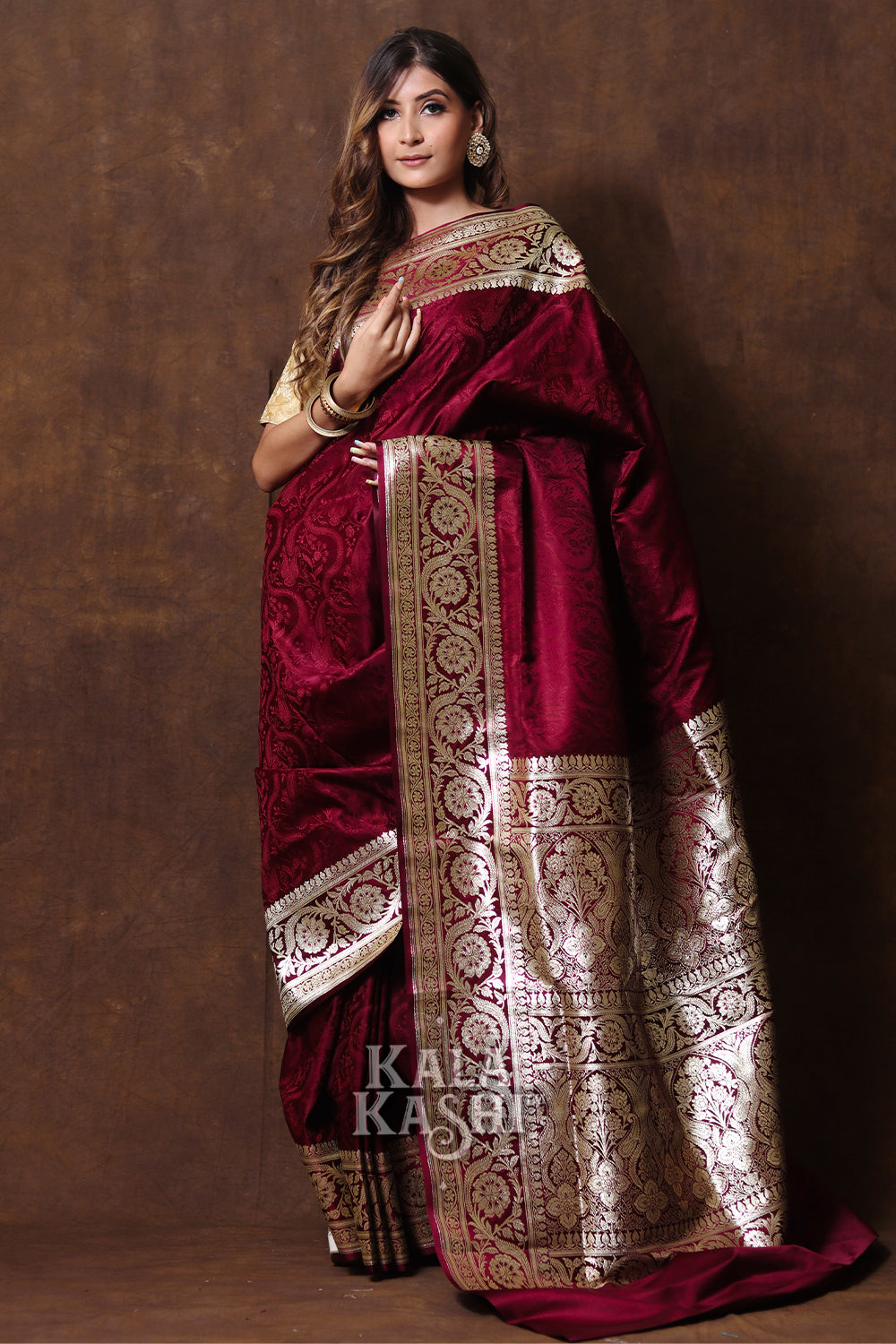 Red Hand Woven Katan Silk Saree