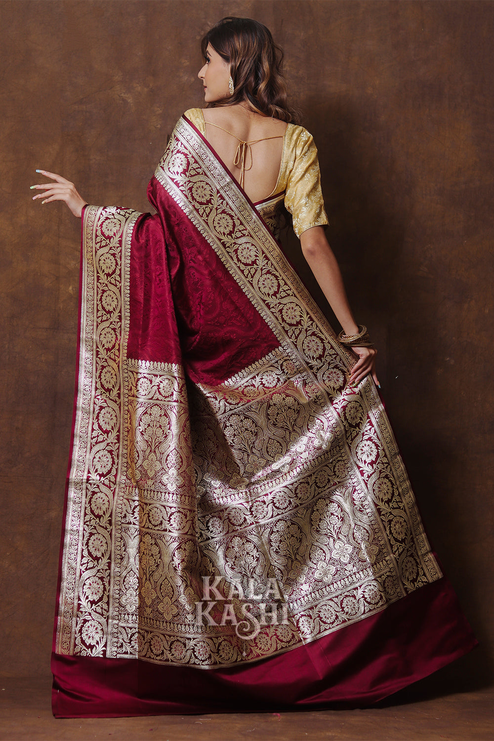 Red Hand Woven Katan Silk Saree