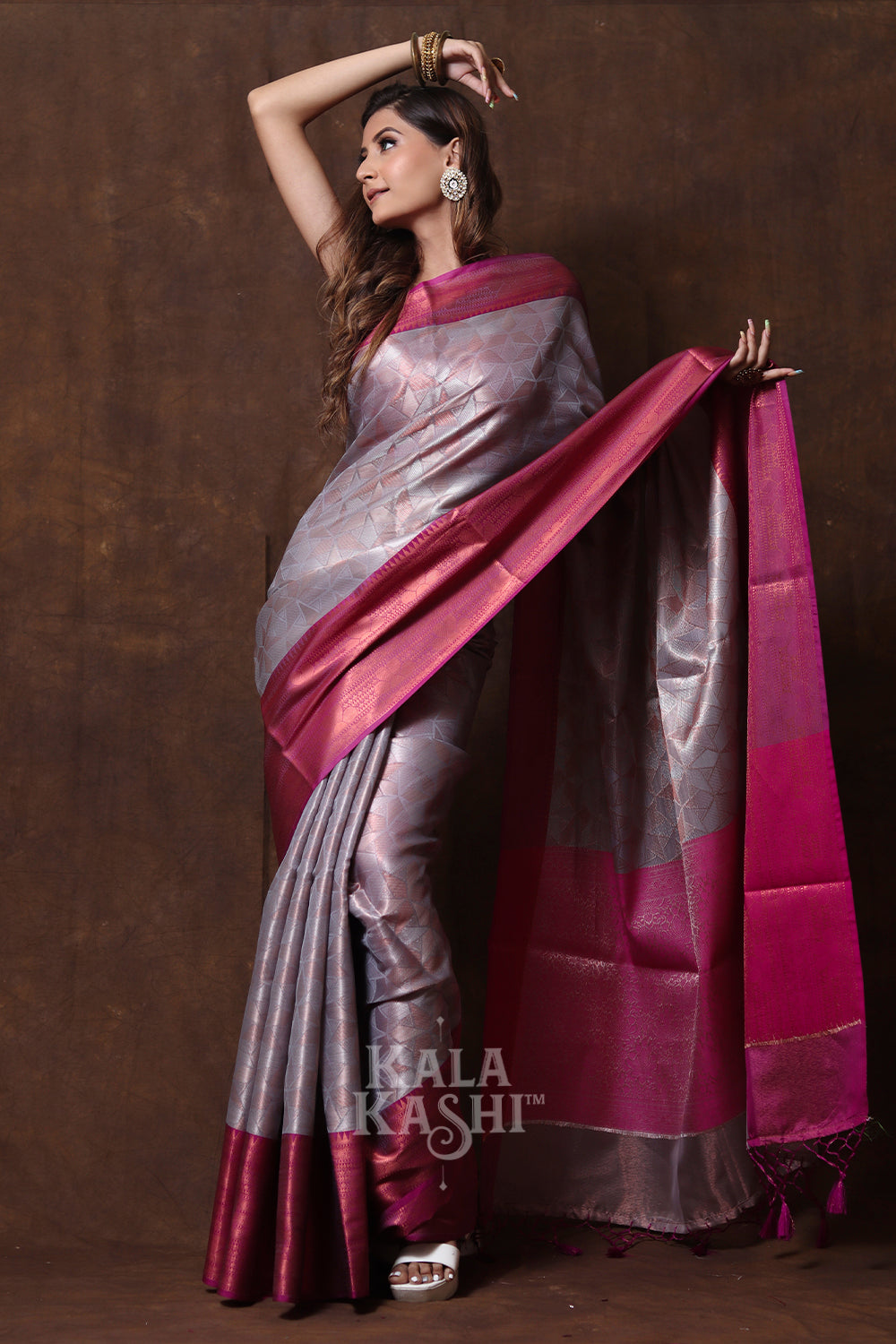 Dark Orchid Hand Woven Kanjivaram Silk Saree