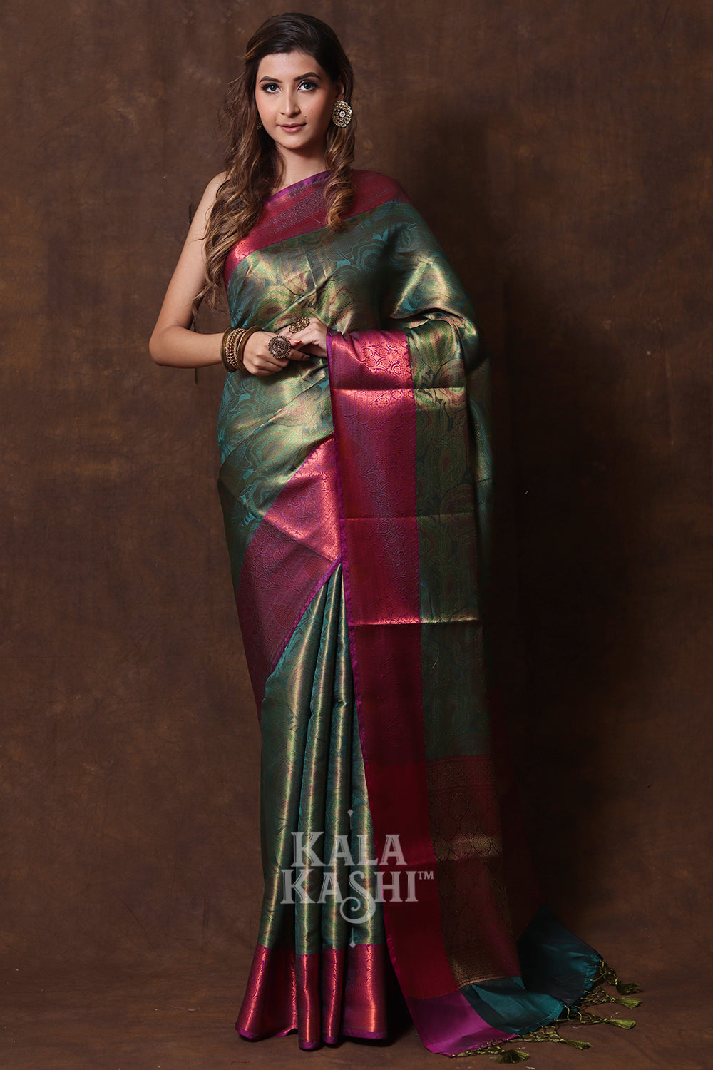 Bottle Green Hand Woven Kanjivaram Silk Saree