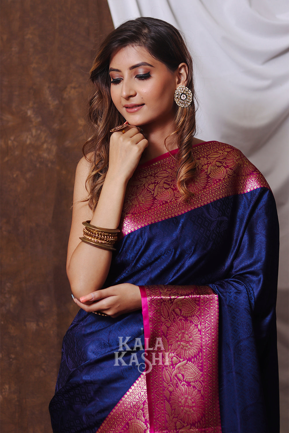 Royal Blue Hand Woven Banarasi Silk Saree