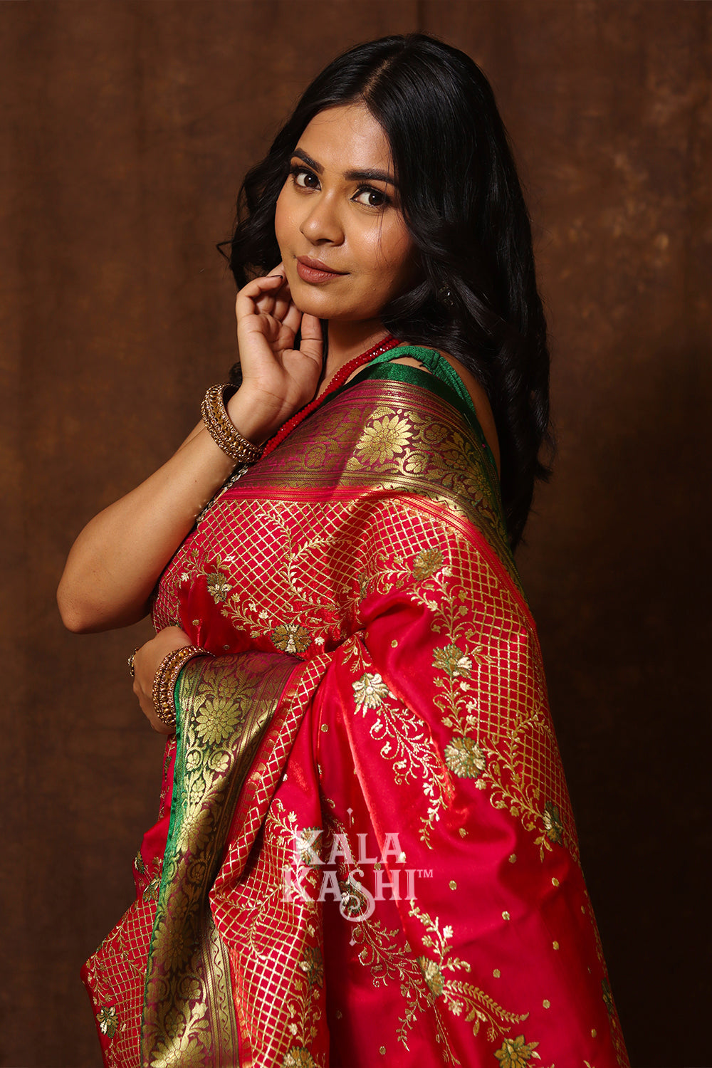 Red Hand Woven Banarasi Satin Silk Saree