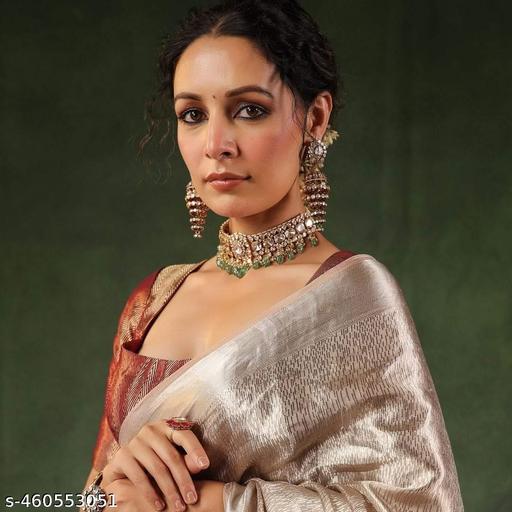 DUAL SHADED GLASS TISSUE SILK KANJIVARAM BROCADE SAREE